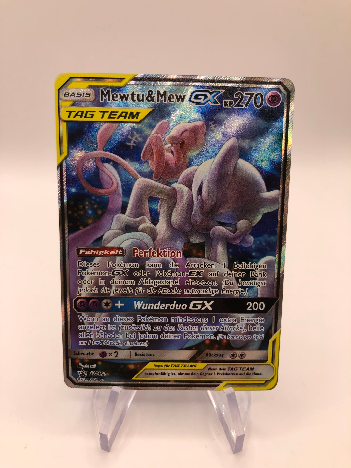 Pokemon Karte Alt-Art Promo Tag Team Mewtu & Mew SM191 Deutsch