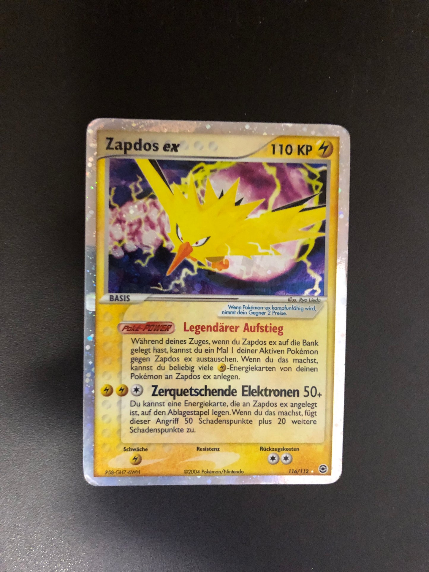 Pokemon Karte EX Holo Zapdos 116/112 Deutsch