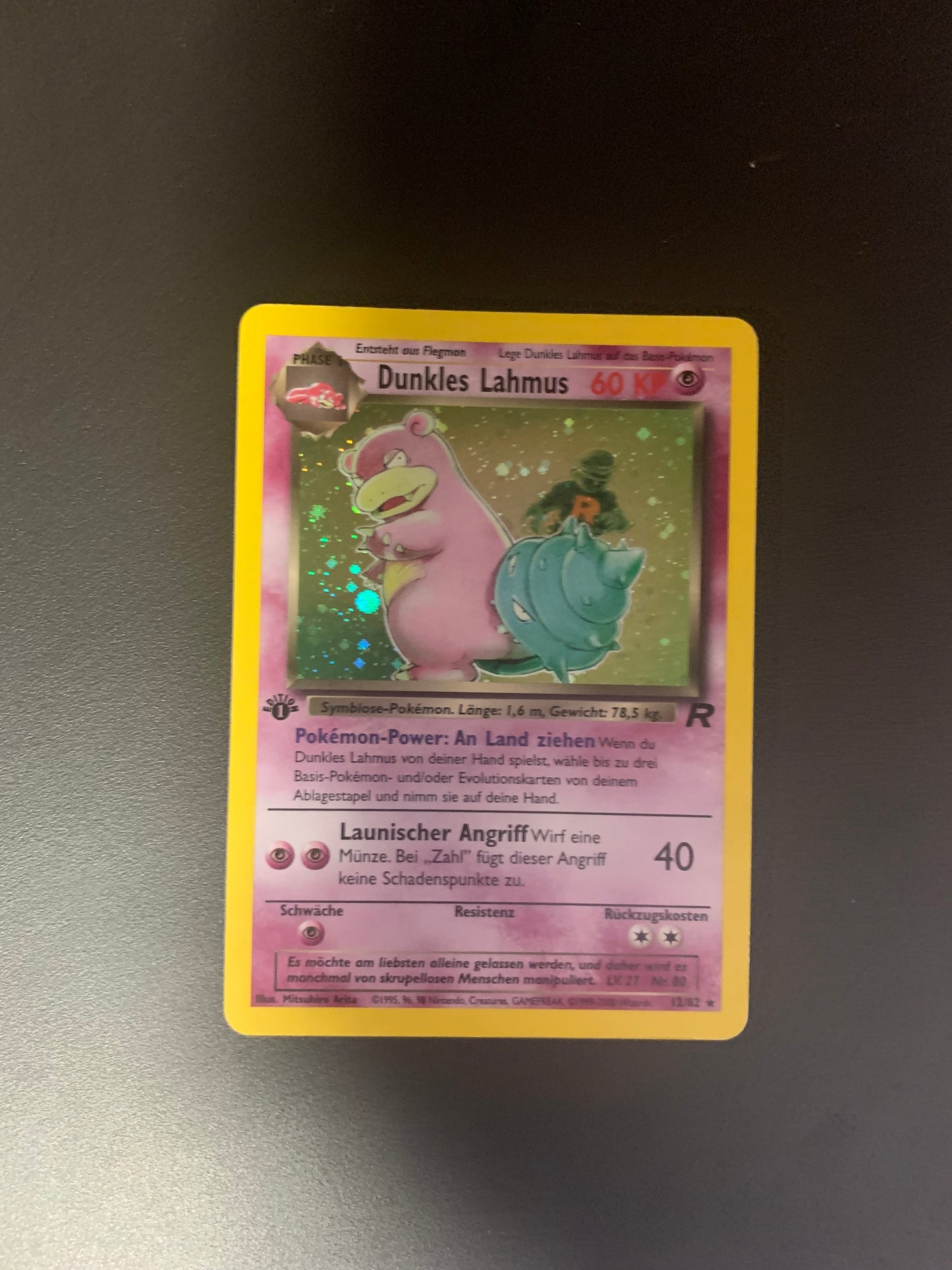 Pokemon Karte 1.Edition Dunkles Lahmus 12/82 Deutsch