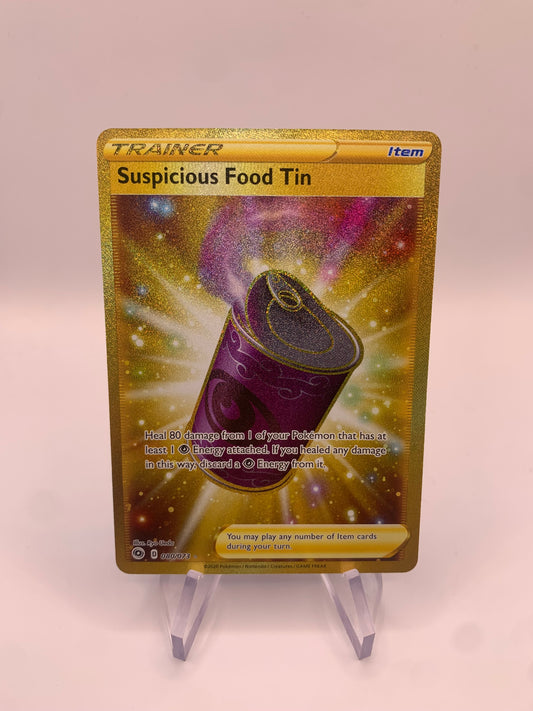 Pokemon Karte Trainer Gold Suspicious Food Tin 80/73 Englisch