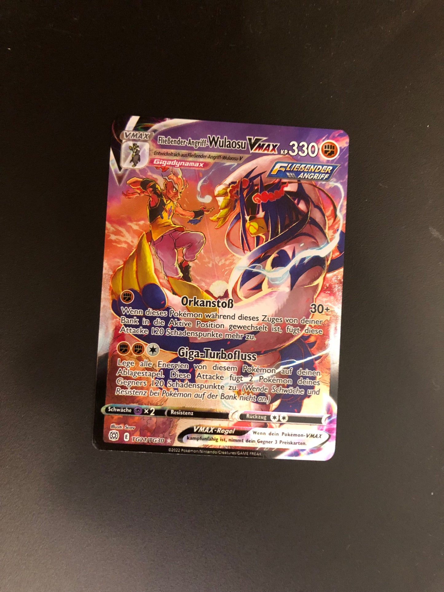 Pokemon Karte Vmax Fullart Fließender-Angriff-Wulaosu TG21/TG30 Deutsch