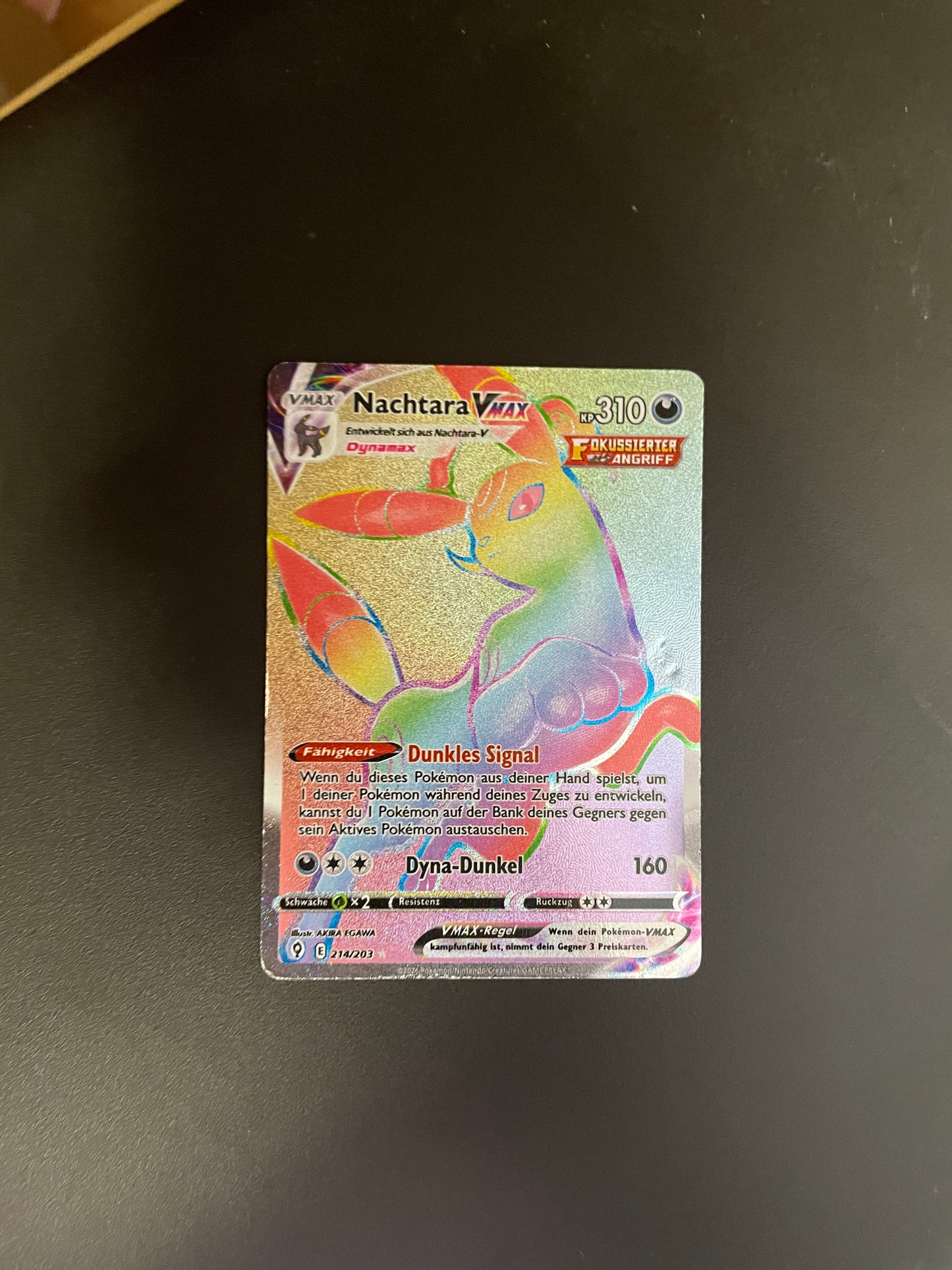 Pokemon Karte Vmax Rainbow Nachtara 214/203 Deutsch