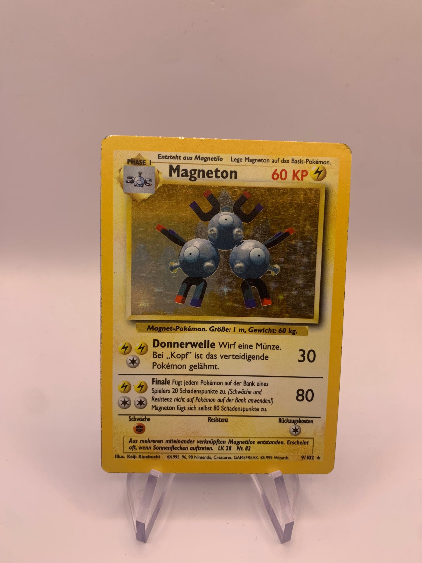 Pokemon Karte Holo Magneton Base Set 9/102 Deutsch