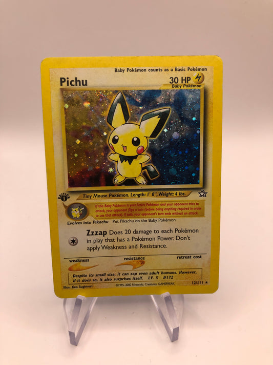Pokemon Karte Holo 1.Edition Pichu 12/111 Englisch