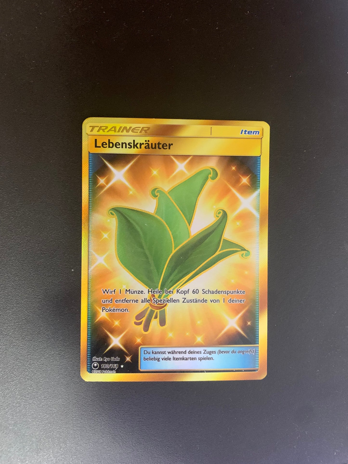 Pokemon Karte Gold Trainer Lebenskräuter 180/168 Deutsch