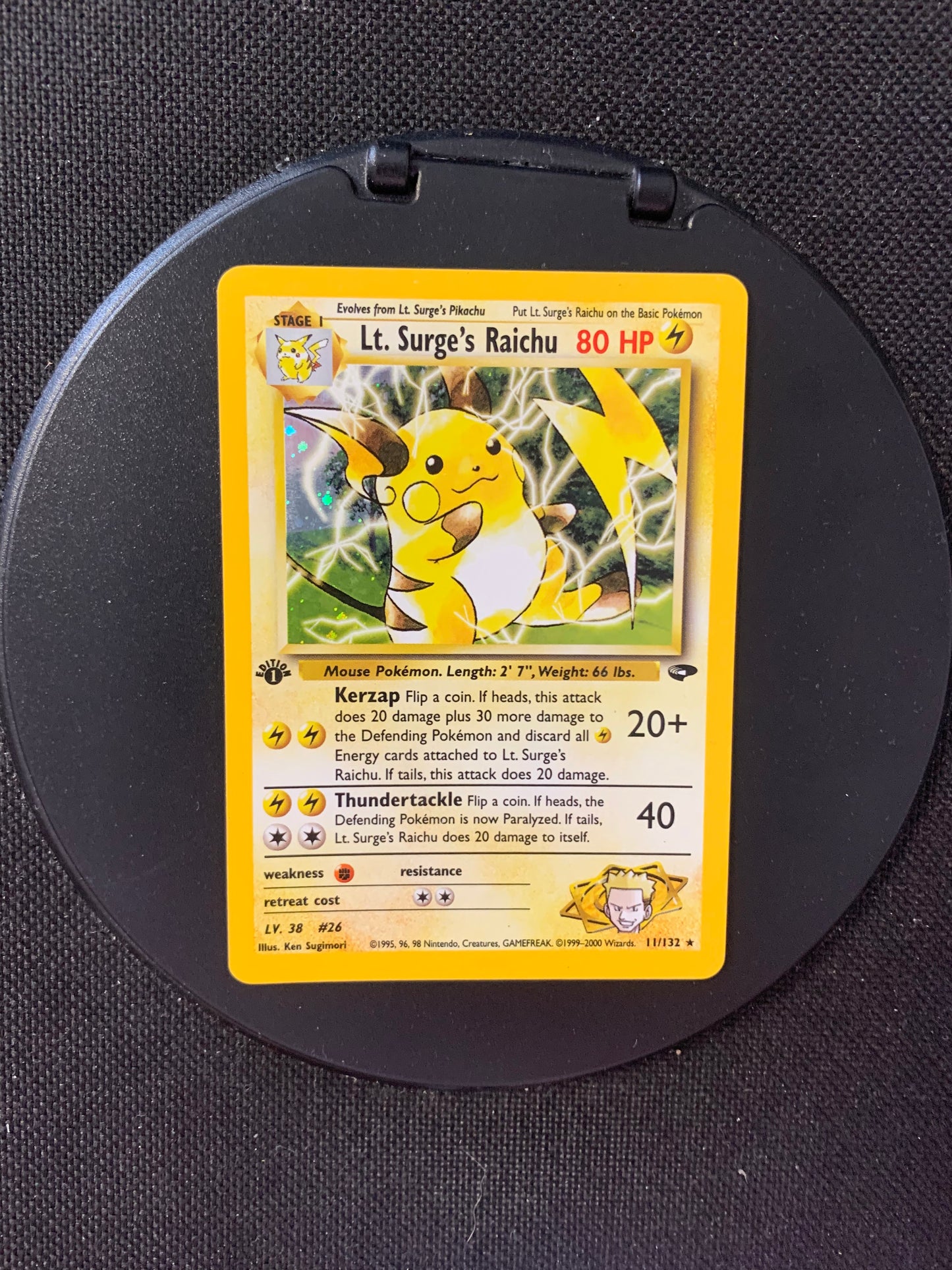 Pokemon Karte 1.Edition Holo Major Bob Raichu 11/132 Englisch