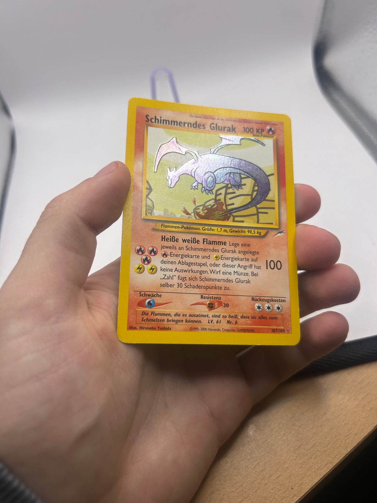 Pokemon Karte Schimmerndes Glurak 107/105 Deutsch