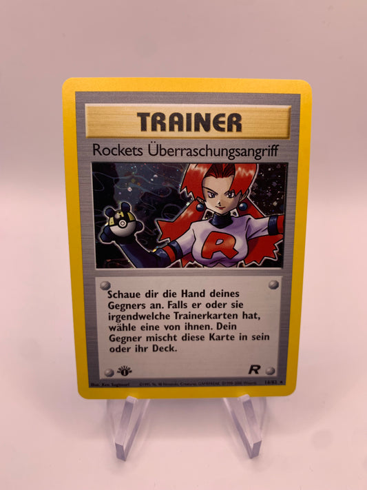 Pokemon Karte Trainer Rocket 1.Edition Rockets Überraschungsangriff 16/82 Deutsch