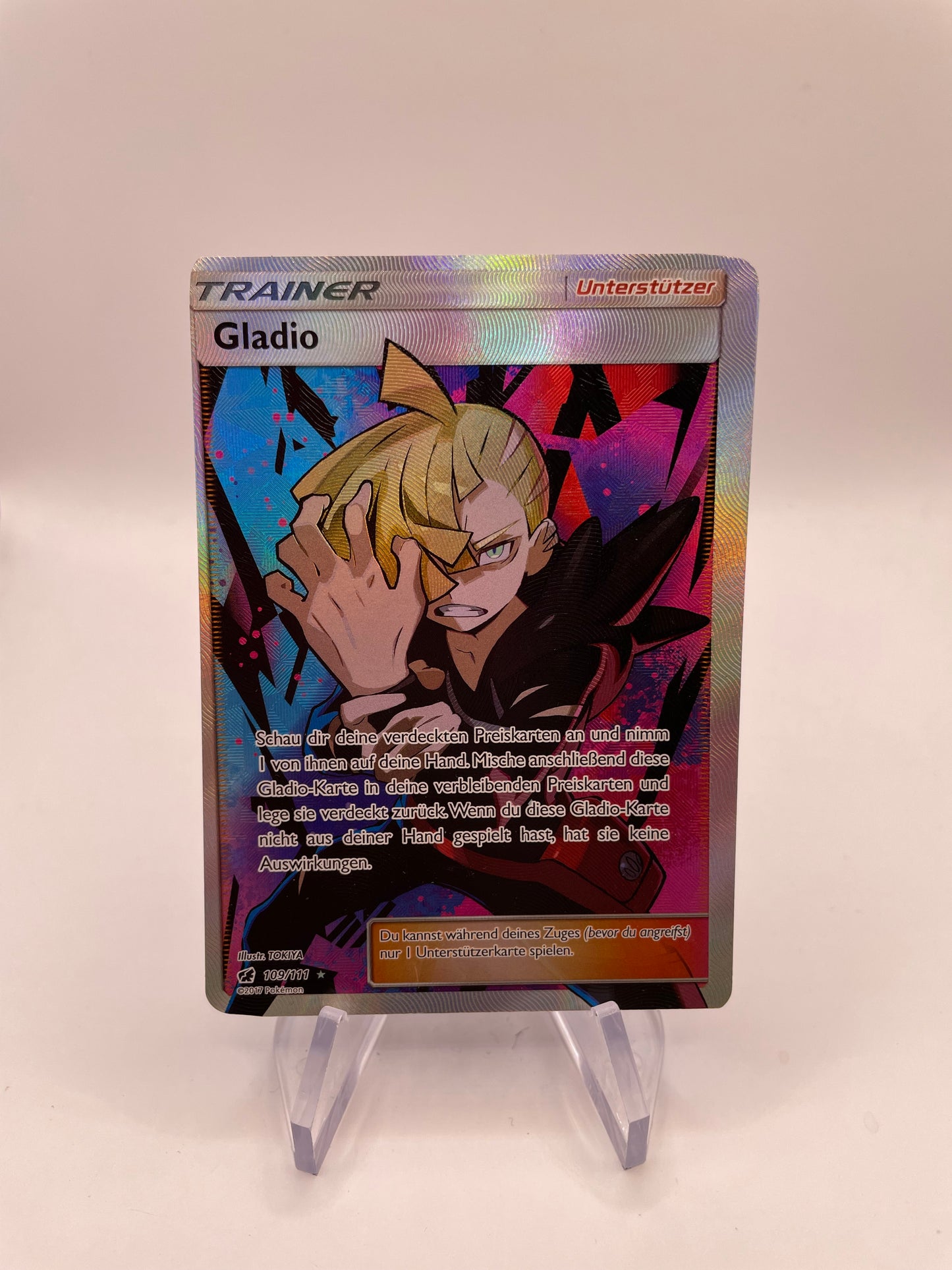 Pokemon Karte Trainer Gladio 109/111 Deutsch