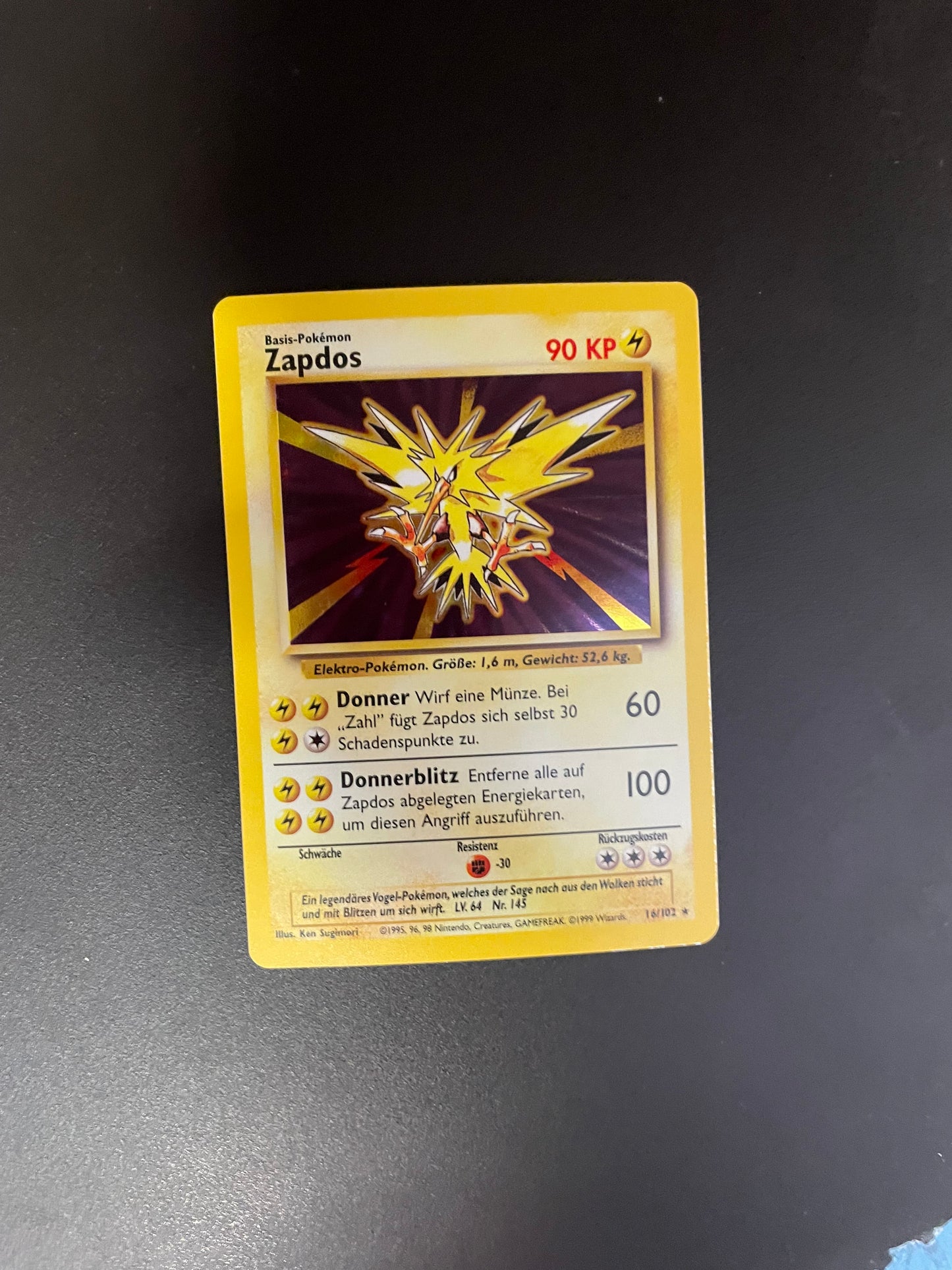 Pokemon Karte Holo Zapdos 16/102 Deutsch