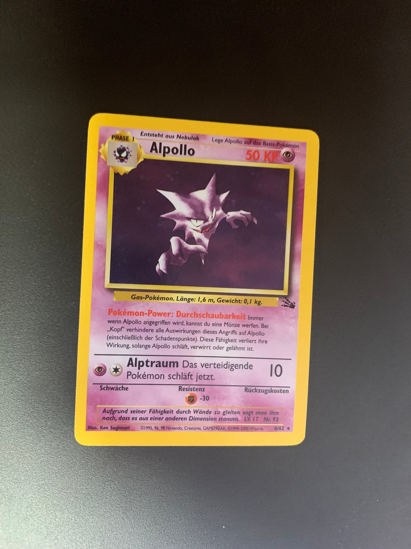 Pokemon Karte Holo Alpollo Fossil 6/62 Deutsch