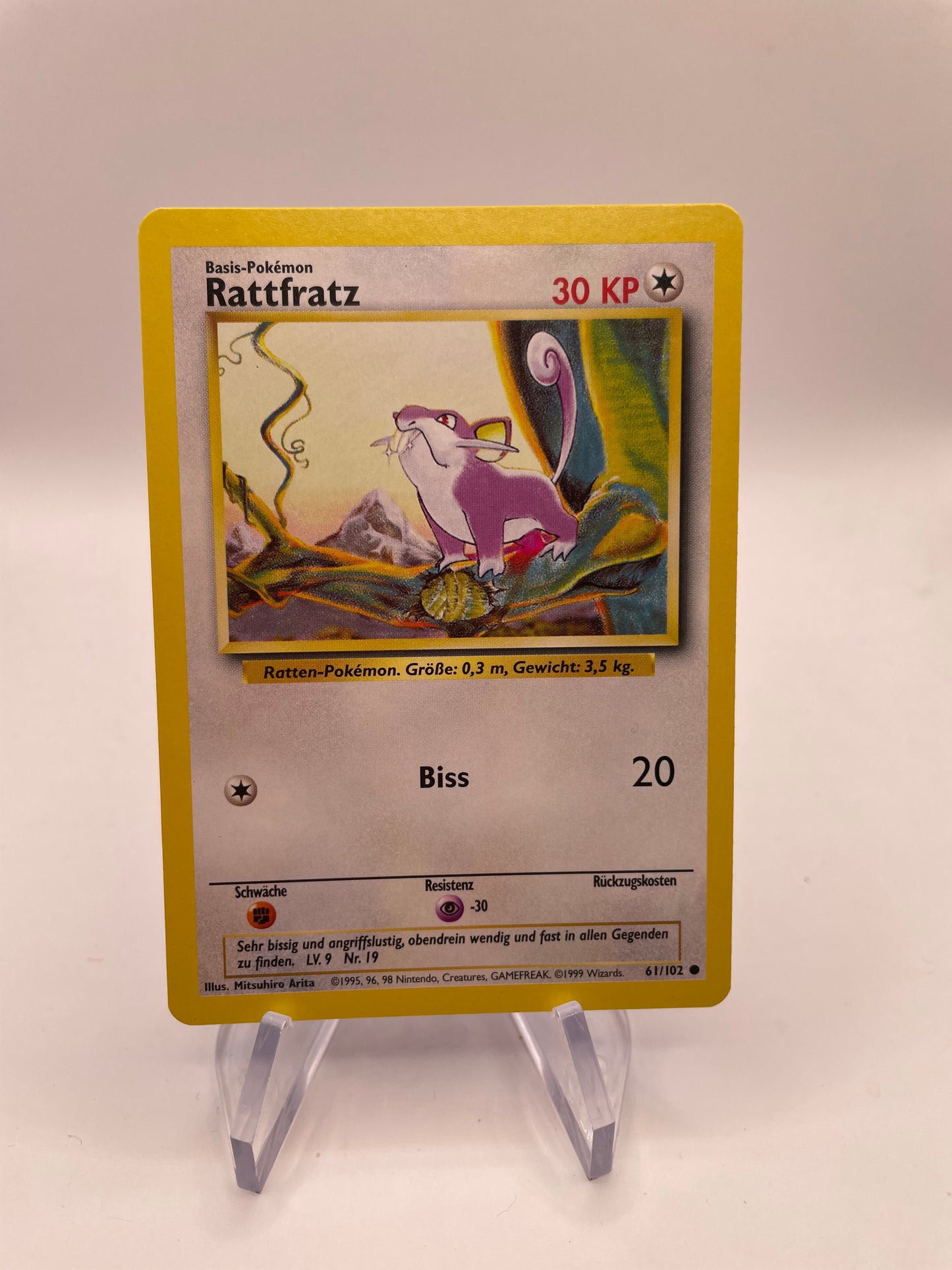 Pokemon Karte Base Set Rattfratz 61/102 Deutsch