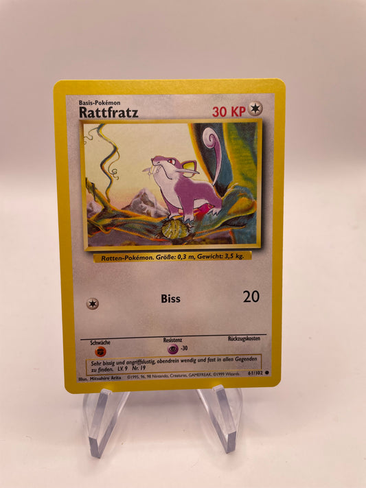 Pokemon Karte Base Set Rattfratz 61/102 Deutsch