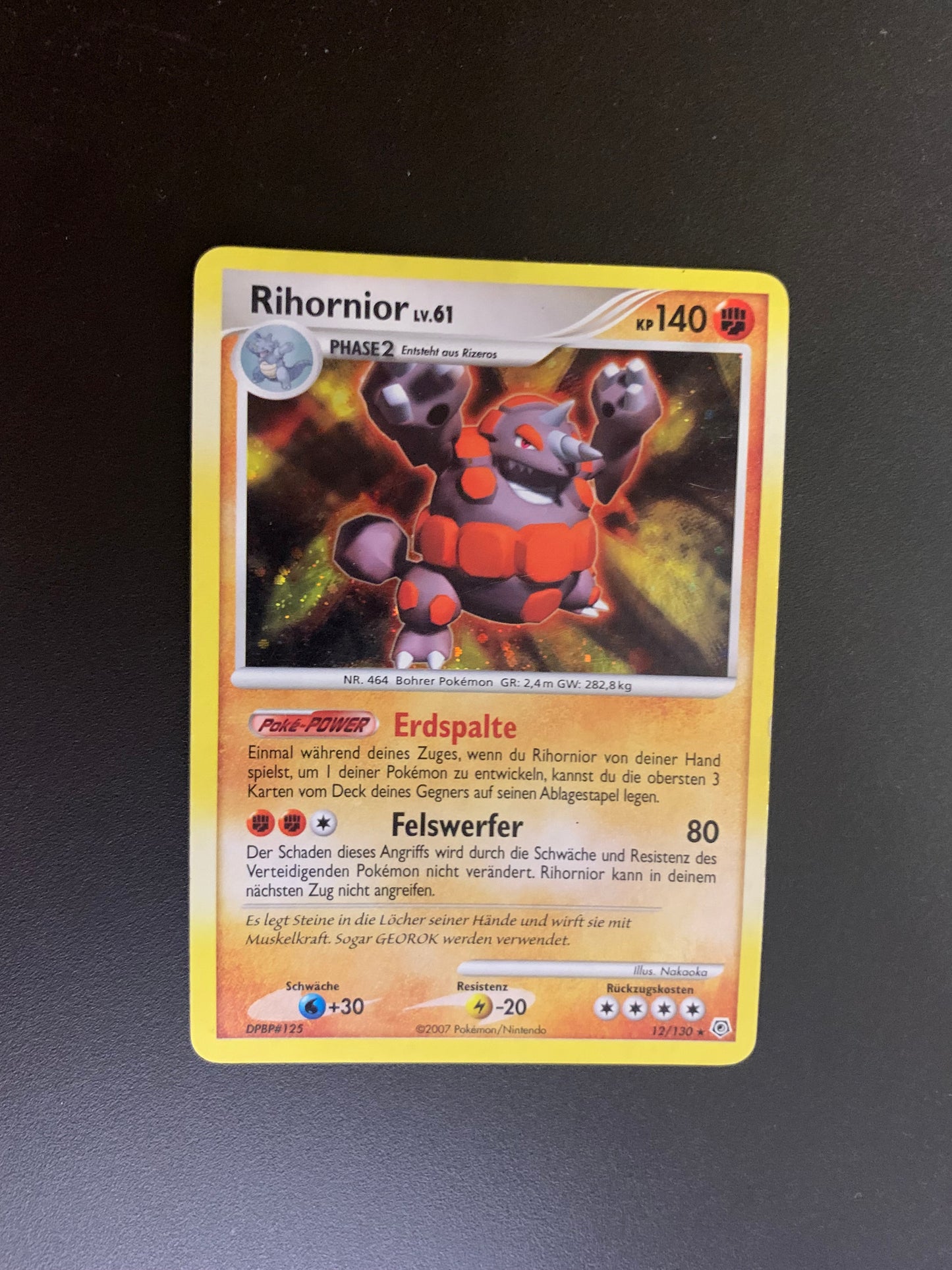 Pokemon Karte Rihornior 12/130 Deutsch