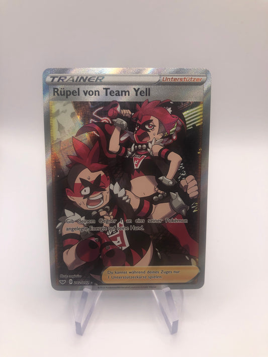 Pokemon Karte Trainer Rüpel von Team Yell 202/202 Deutsch
