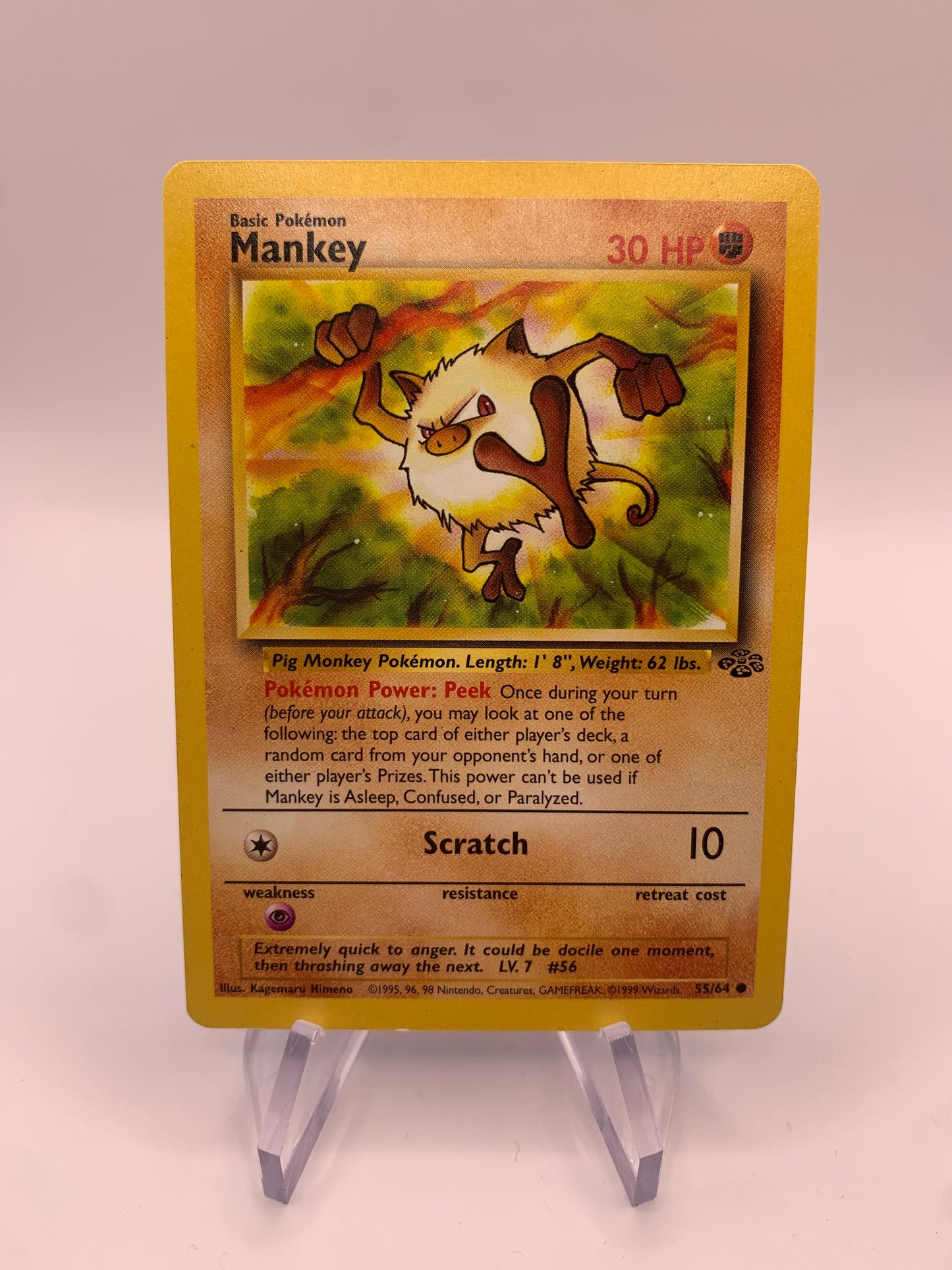 Pokemon card Mankey 55/64 Jungle English