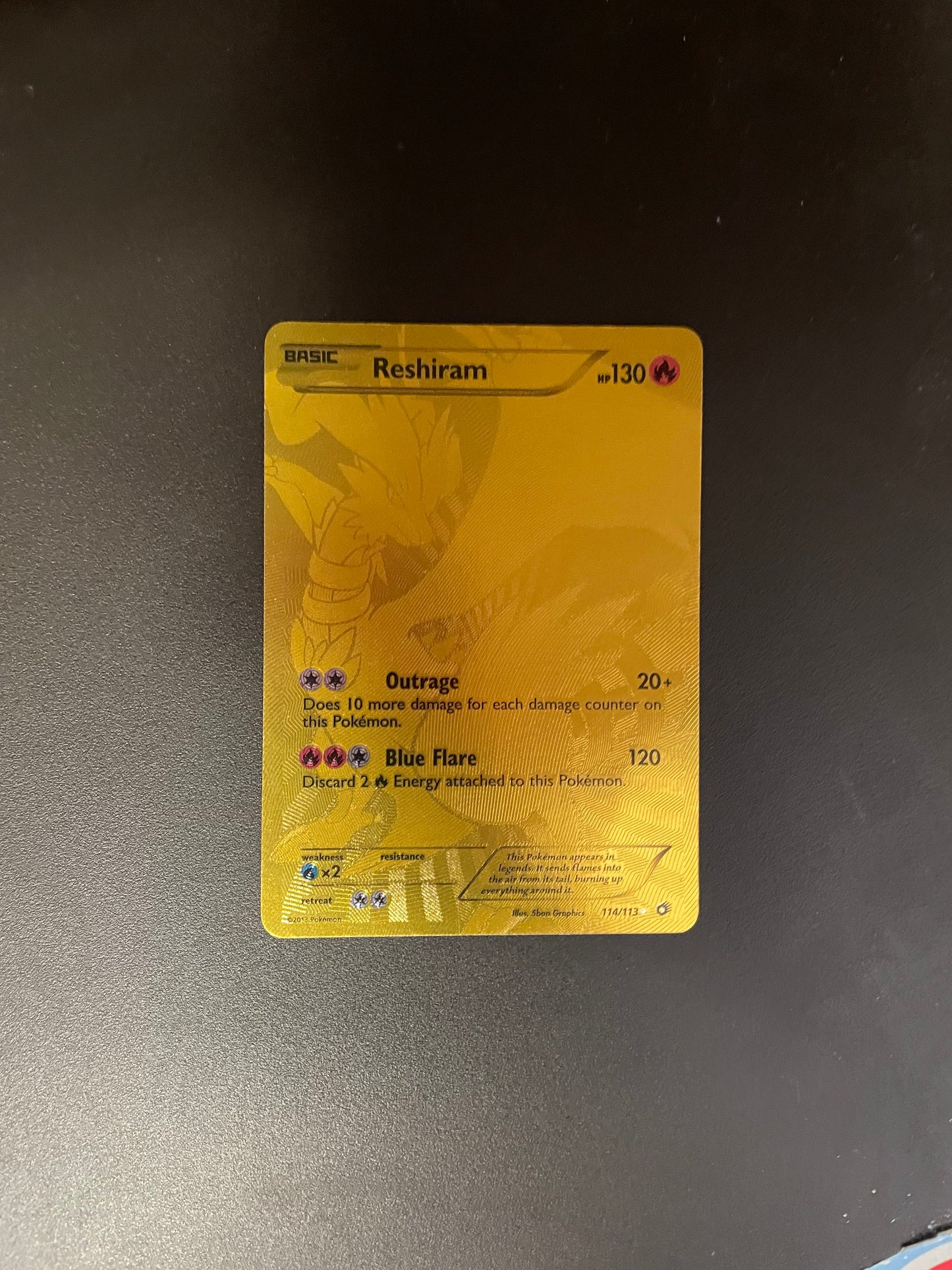 Pokemon Karte Gold Reshiram 114/113 Englisch