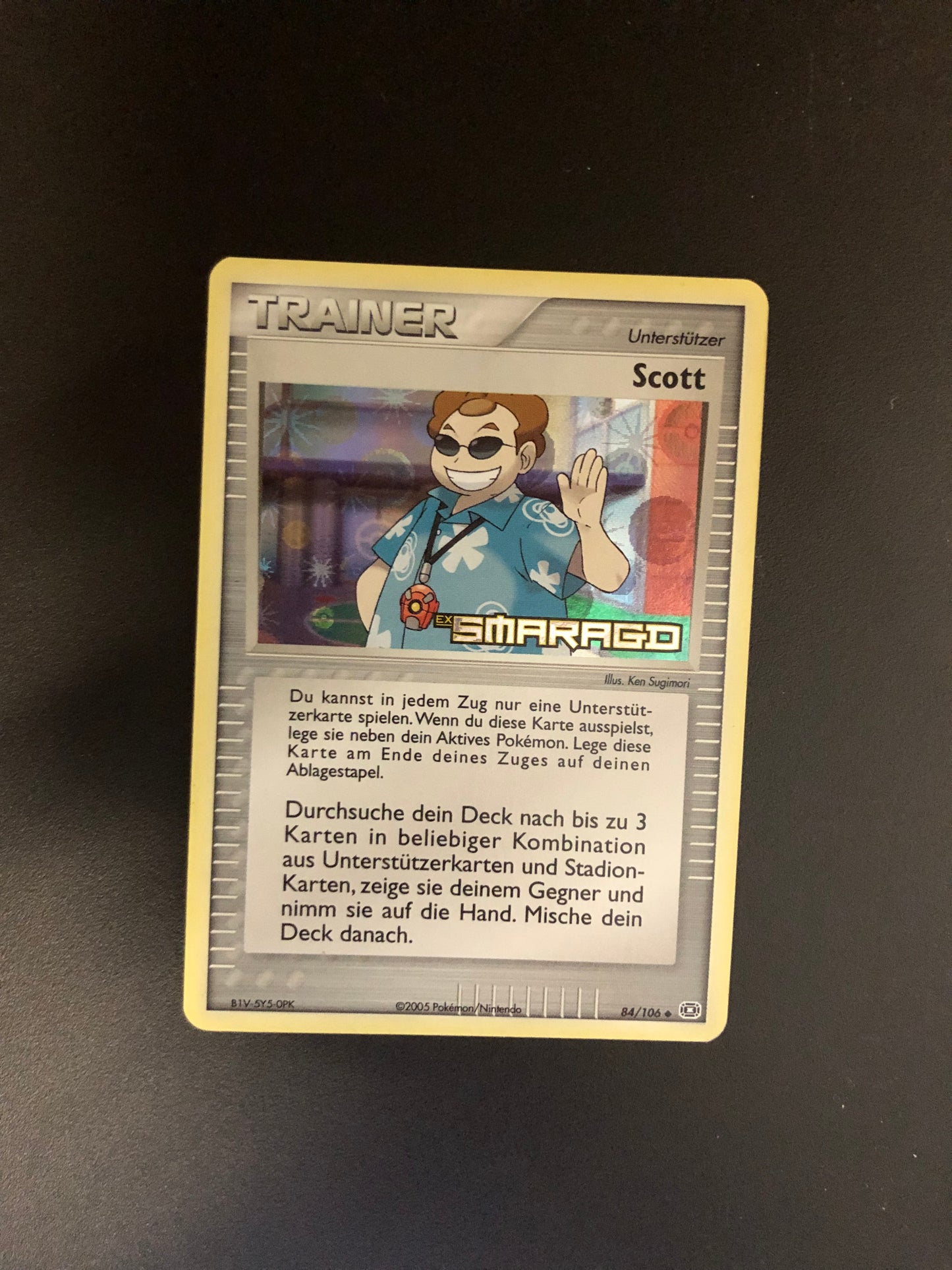 Pokemon Karte Revers Stamp Trainer Scott 84/106 Deutsch