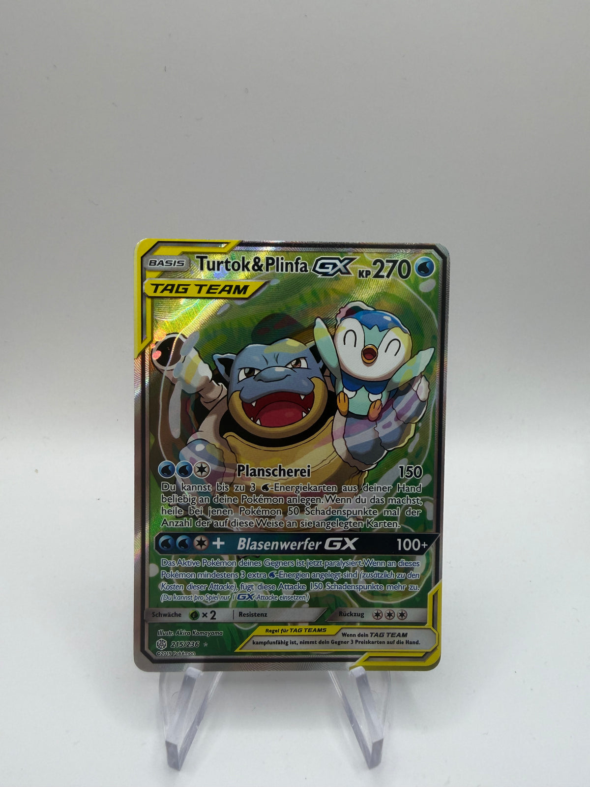 Pokemon Karte Tag Team Alt Art Turtok & Plinfa 215/236 Deutsch