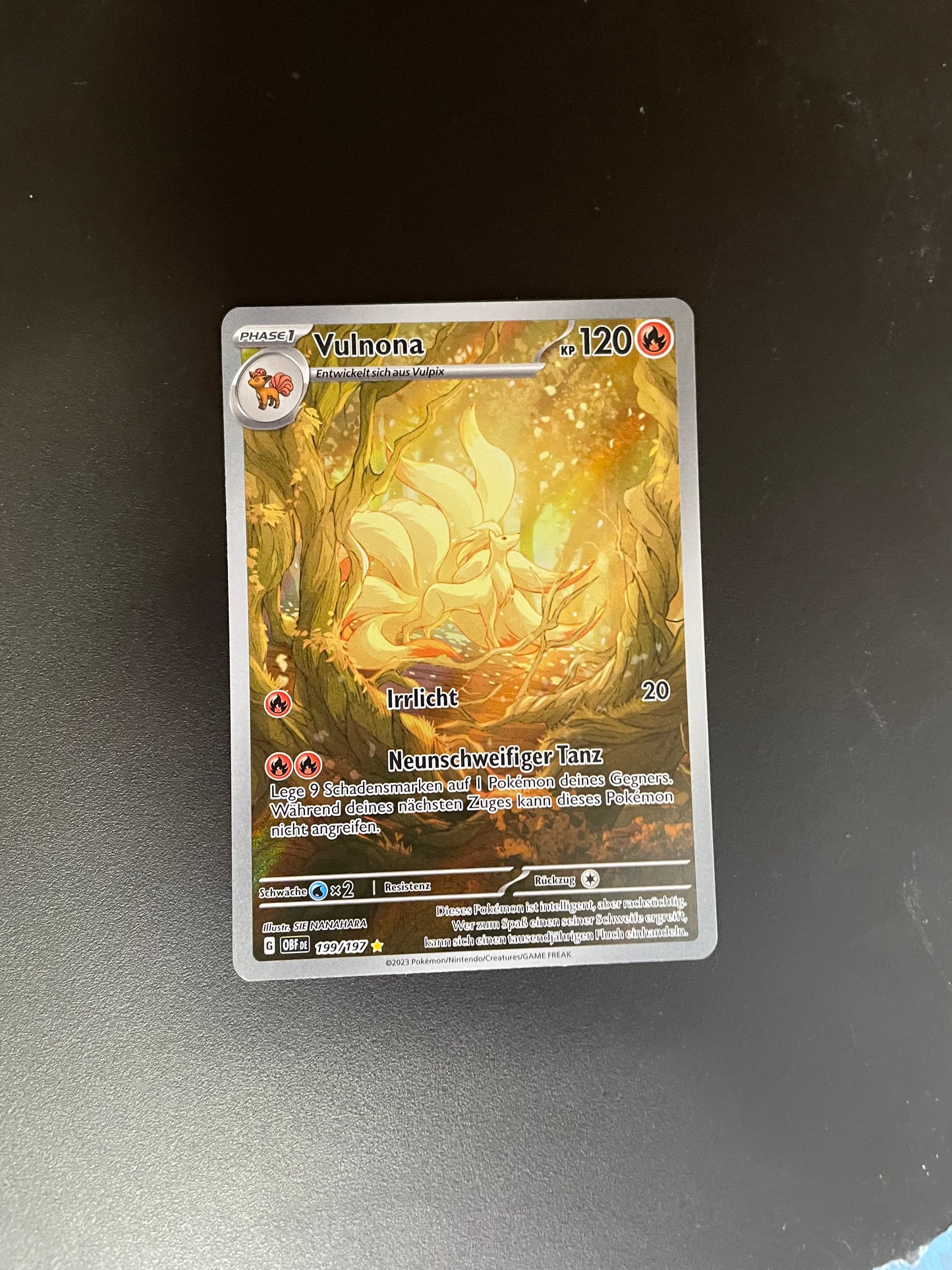 Pokemon Karte Art Rare Vulnona 199/197 Deutsch