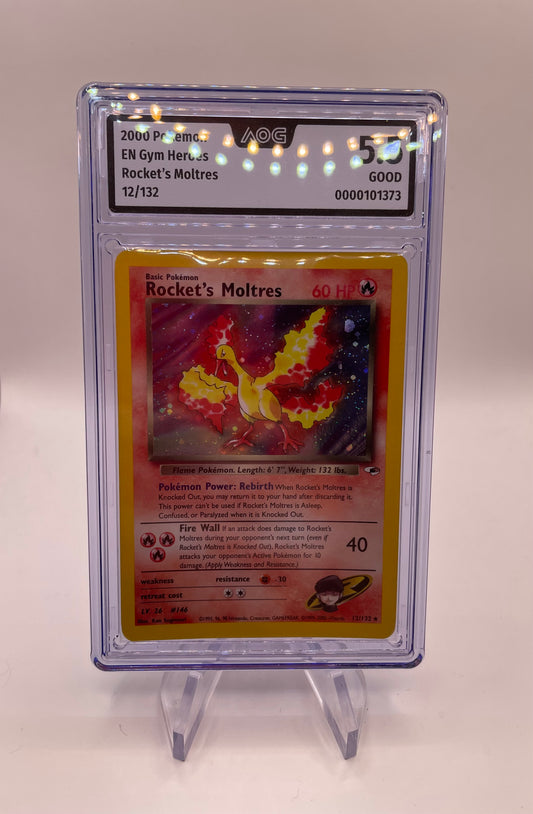 Pokemon Karte AOG 5,5 Holo Rockets Moltres 12/132 Englisch