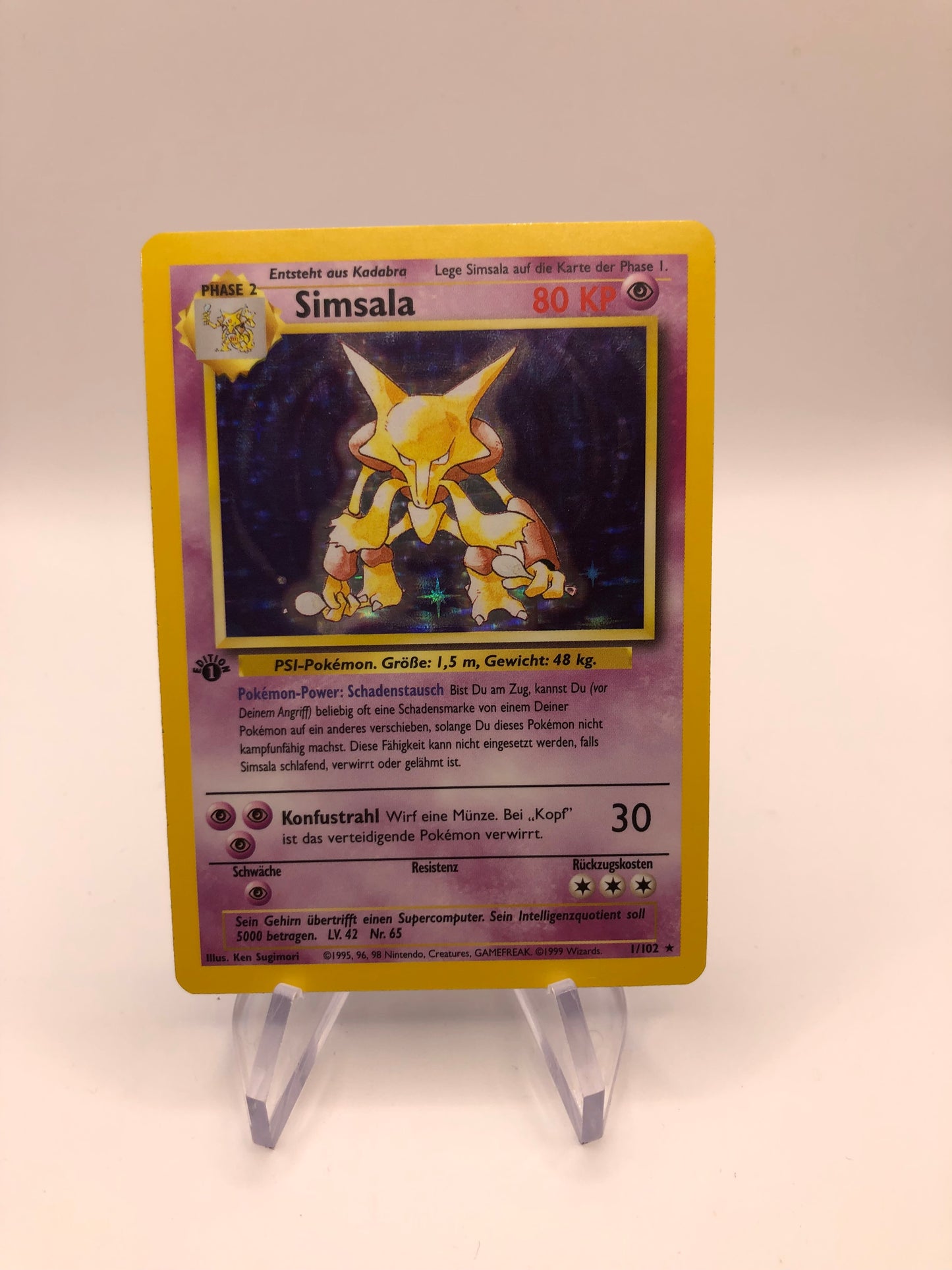 Pokemon Karte Holo 1.Edition Base Set Simsala 1/102 Deutsch