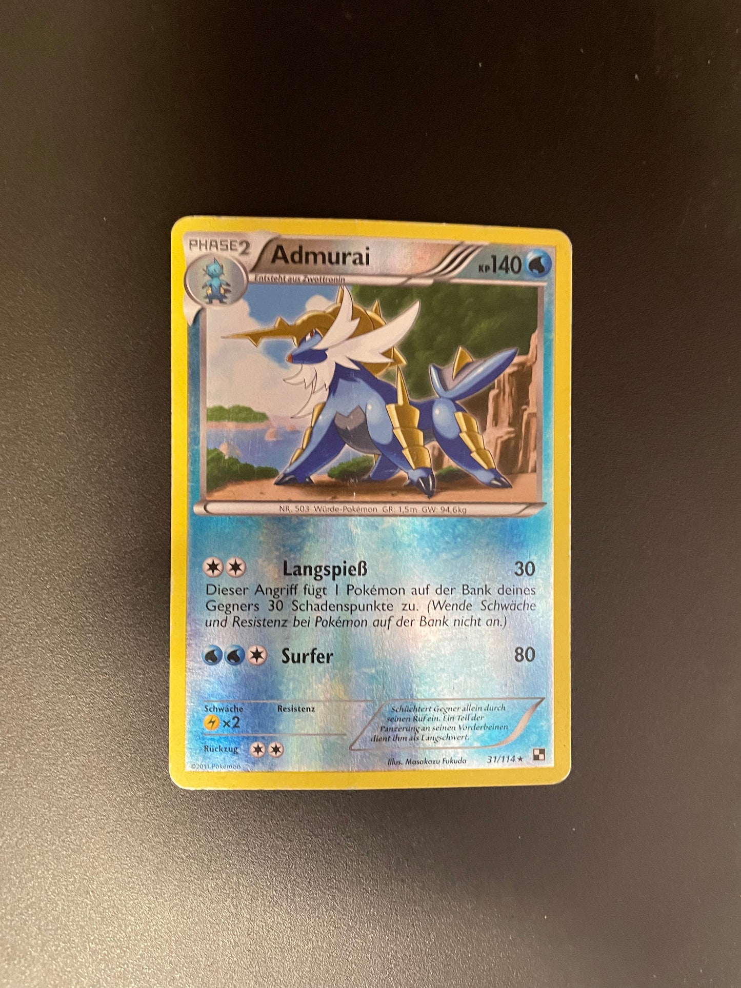 Pokemon Karte Revers Admurai 31/114 Deutsch