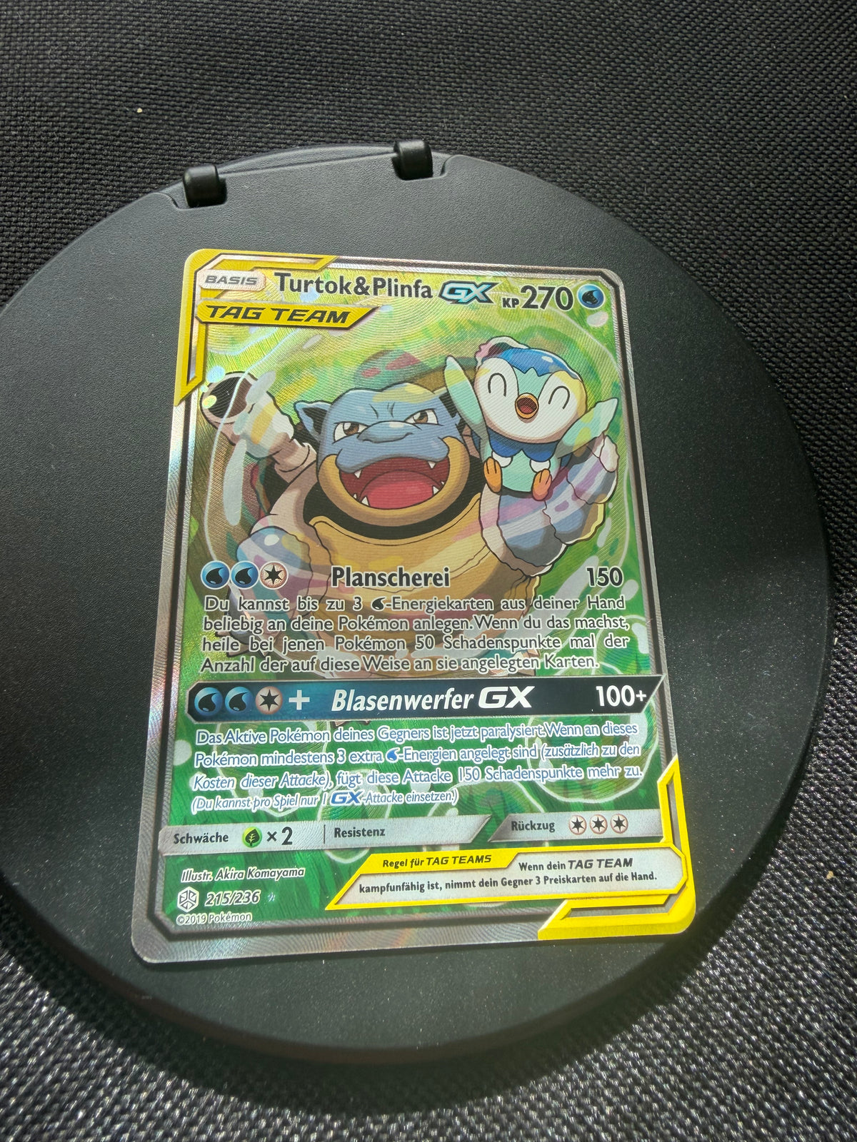 Pokemon Karte Tag Team Alt Art Turtok & Plinfa 215/236 Deutsch