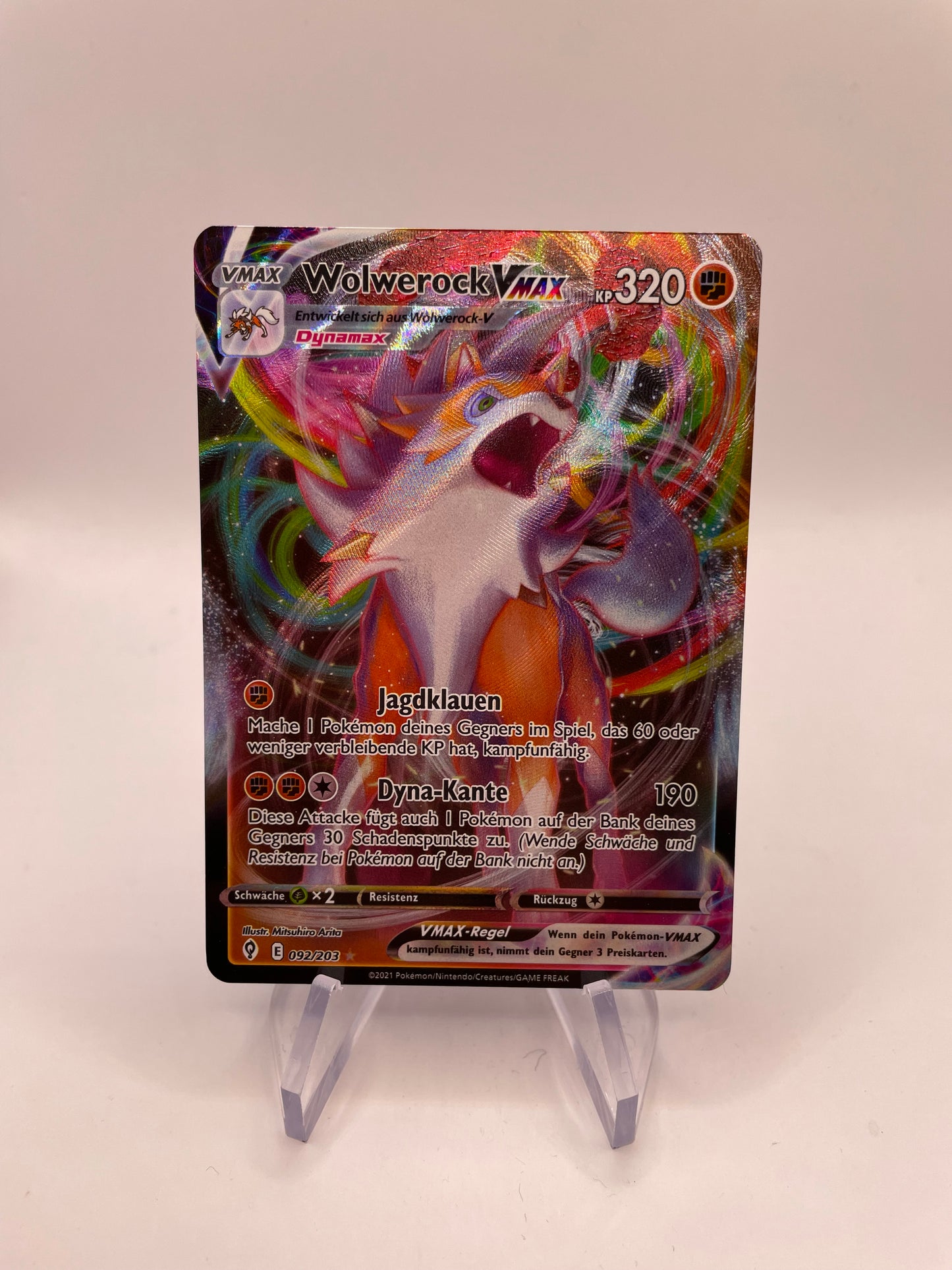 Pokémon Karte VMax Wolwerock 92/203 Deutsch