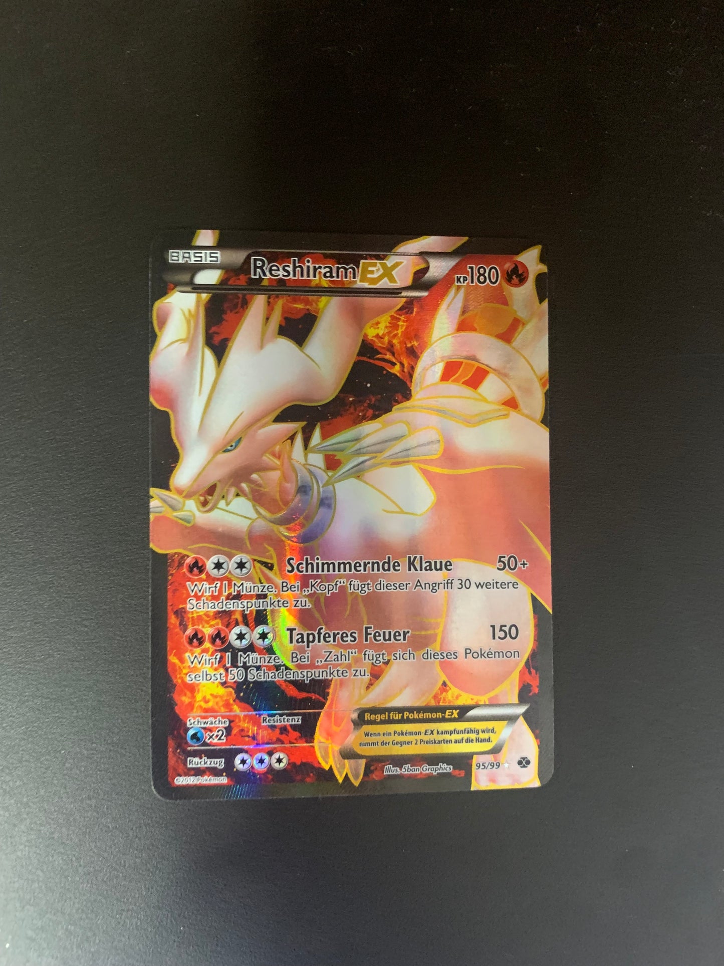 Pokemon Karte EX Fullart Reshiram 95/99 Deutsch