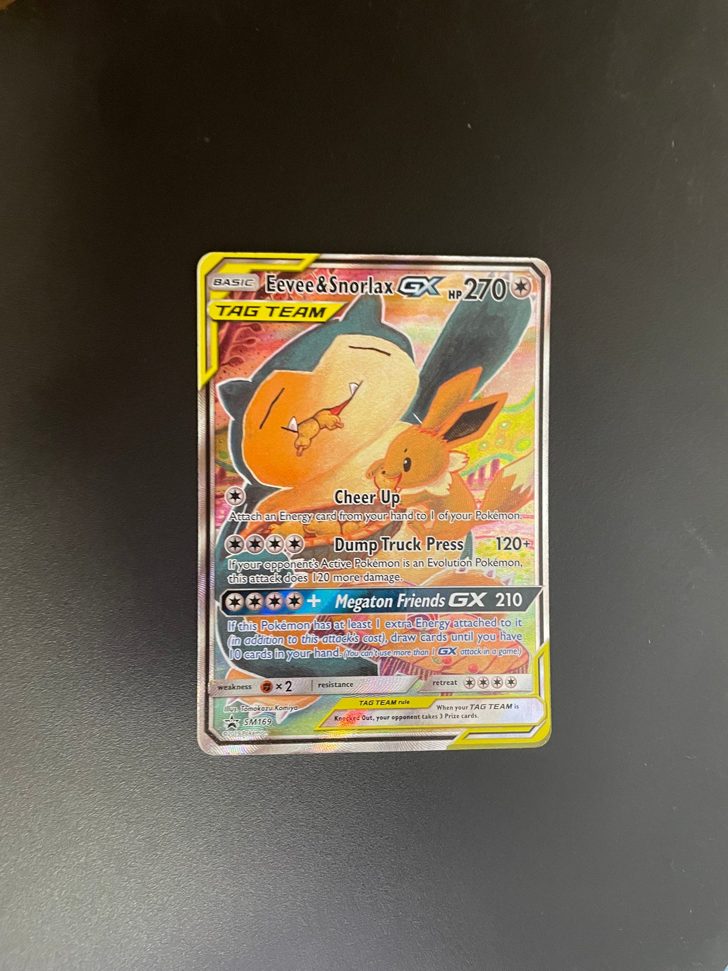 Pokemon Karte GX Tag Team Promo Eevee & Snorlax SM169 Englisch