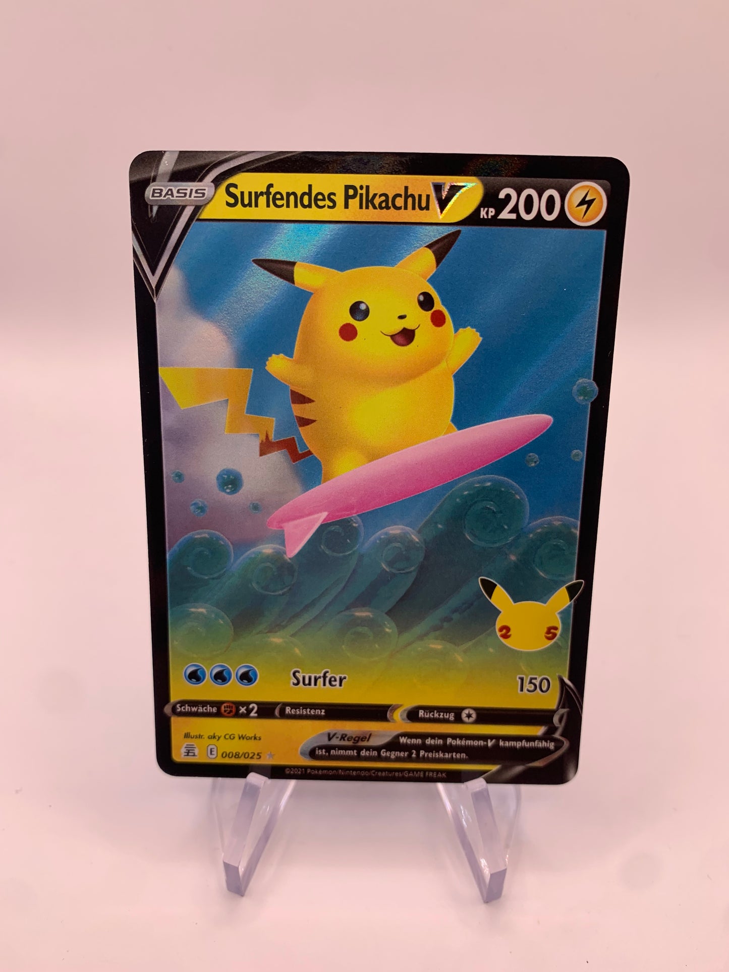 Pokemon Karte V Surfendes Pikachu 8/25 Deutsch