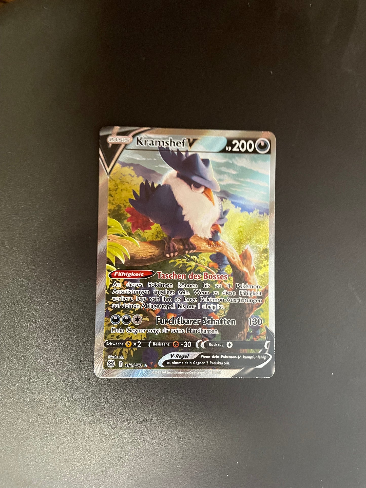 Pokemon Karte V alt Art Kramshef 162/172 Deutsch