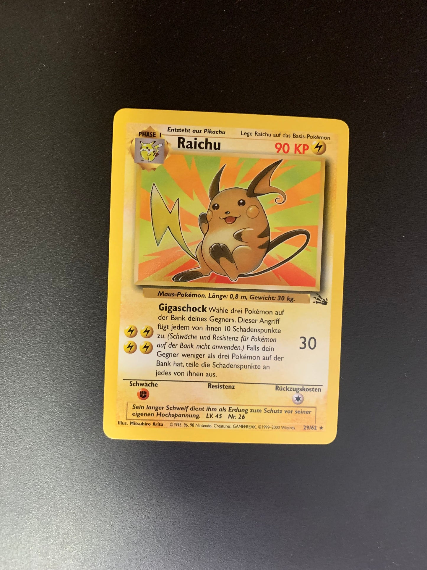 Pokemon Karte Fossil Raichu 29/62 Deutsch