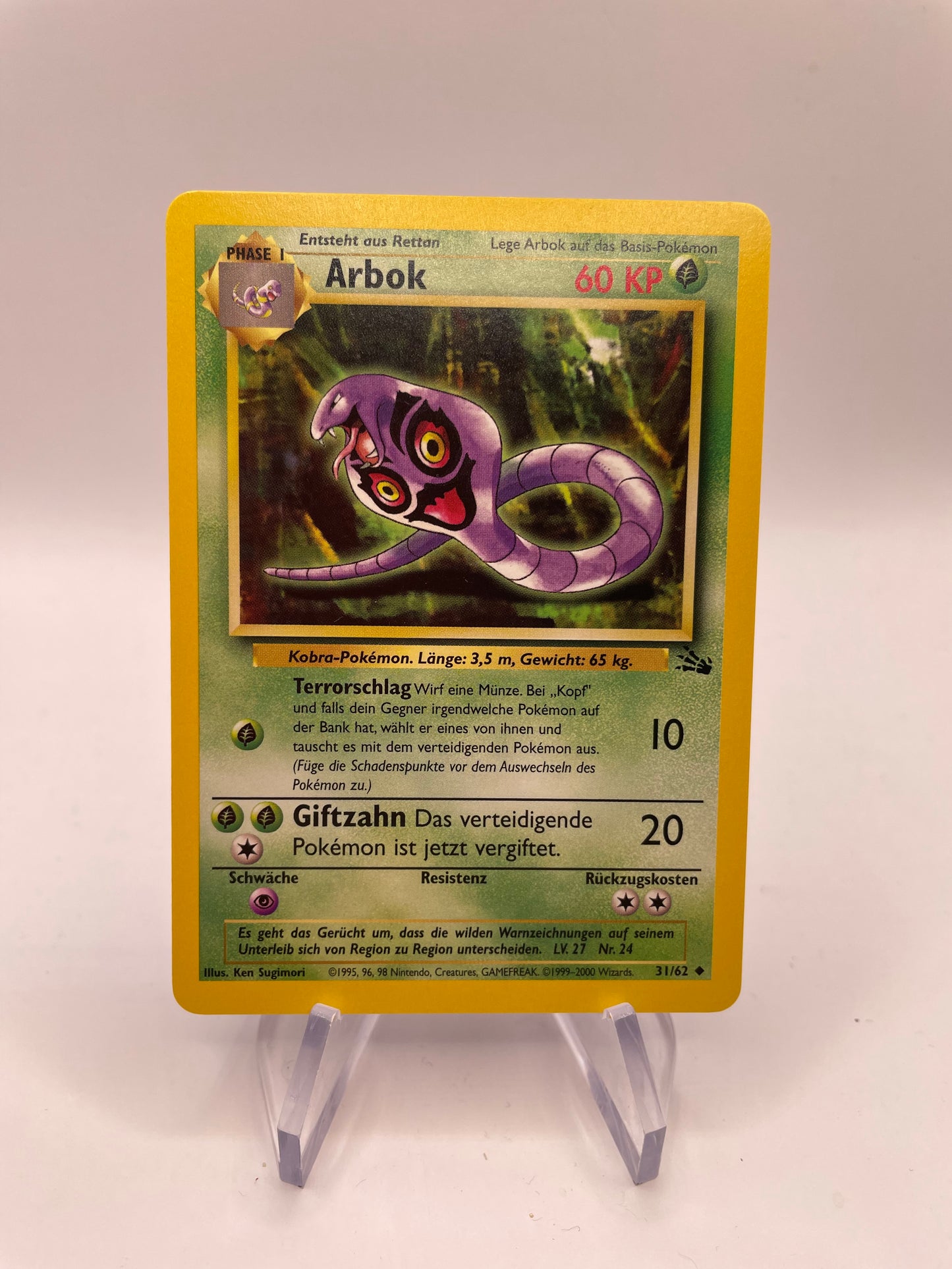 Pokemon Karte Arbok 31/62 Fossil Deutsch