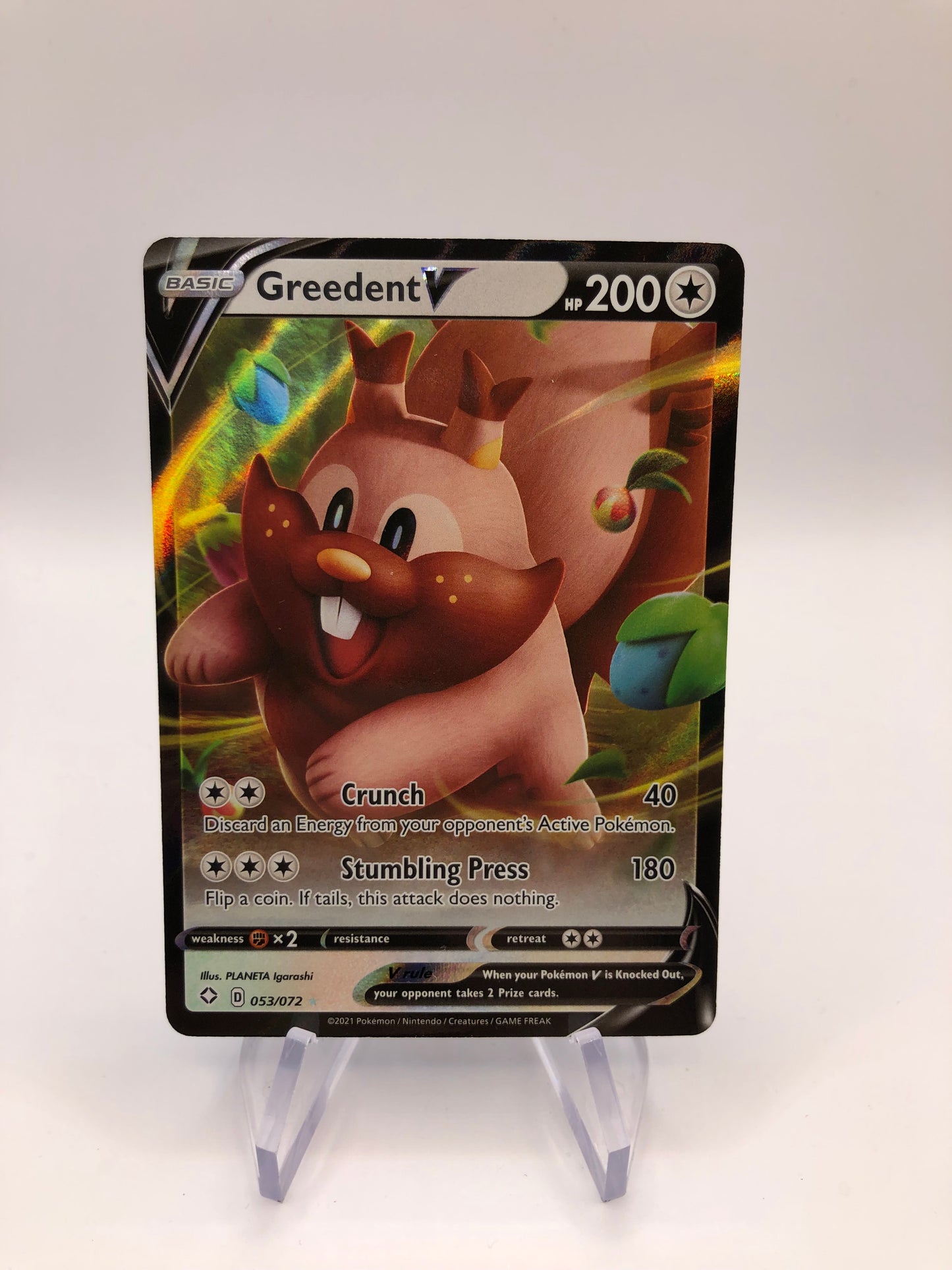 Pokemon Karte V Greedent 53/72 Englisch