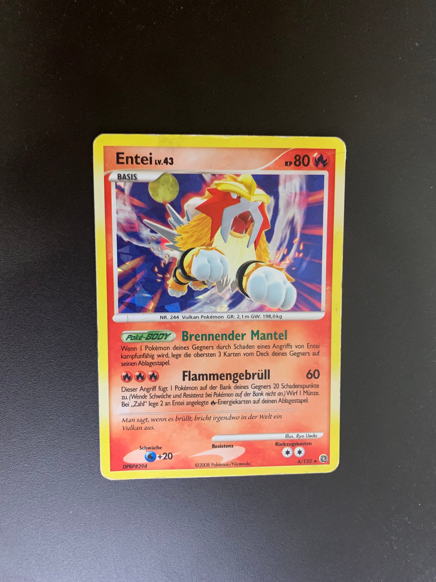 Pokemon Karte Shatter Holo Entei 4/132 Deutsch