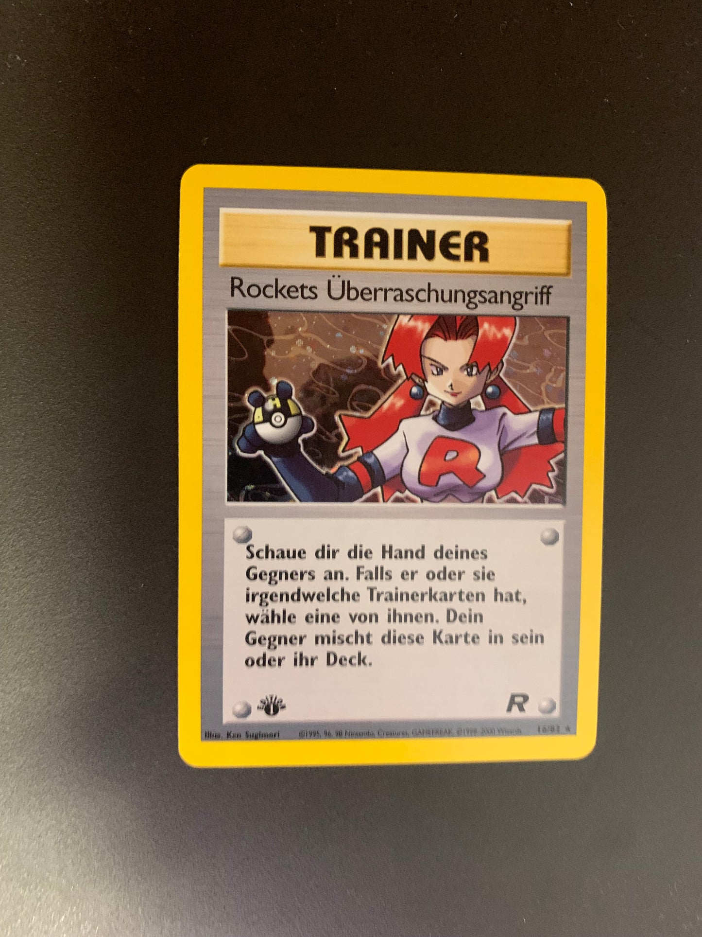 Pokemon Karte Trainer Rocket 1.Edition Rockets Überraschungsangriff 16/82 Deutsch