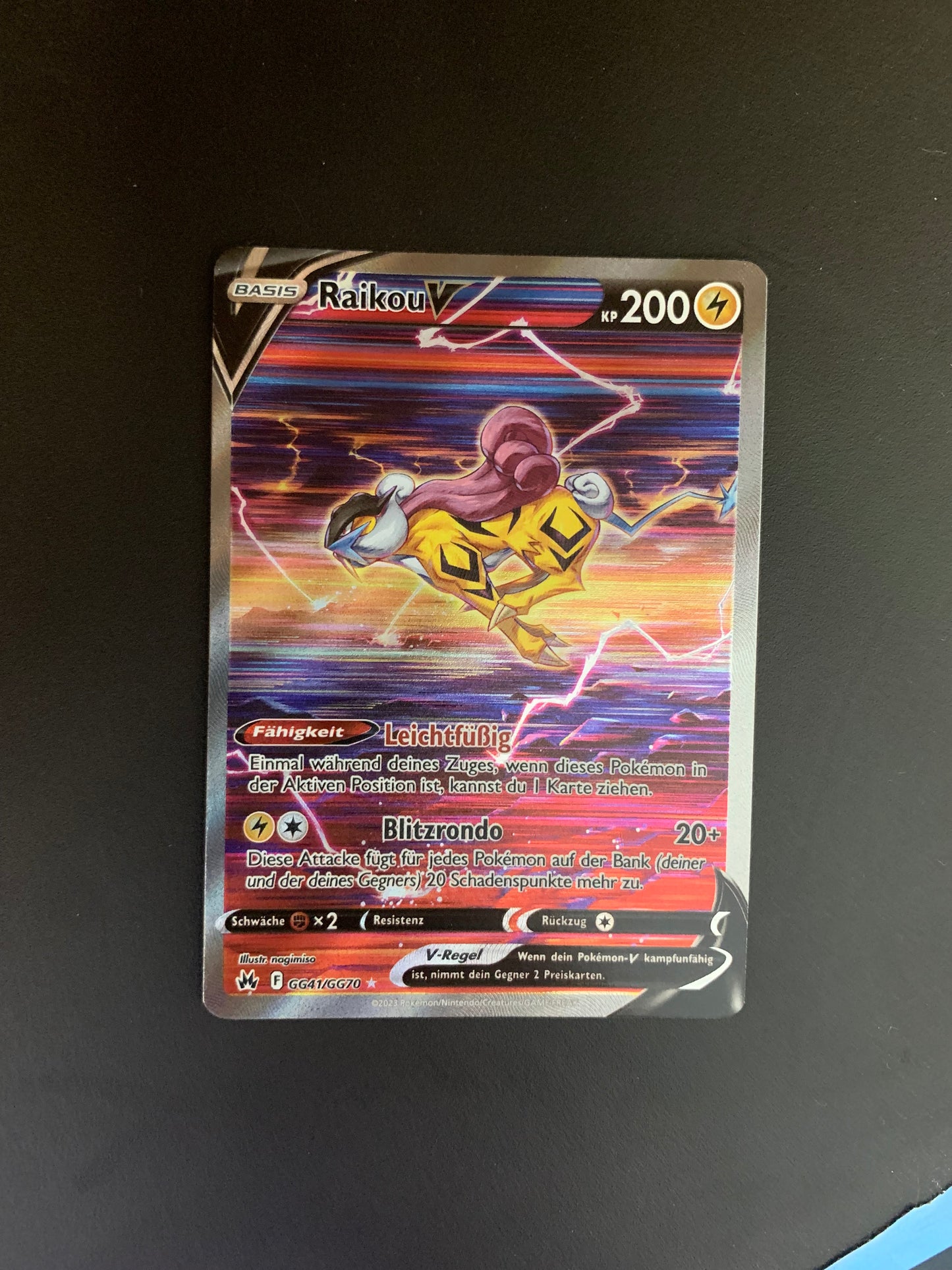 Pokemon Karte V Alt-Art Raikou GG41/GG70 Deutsch