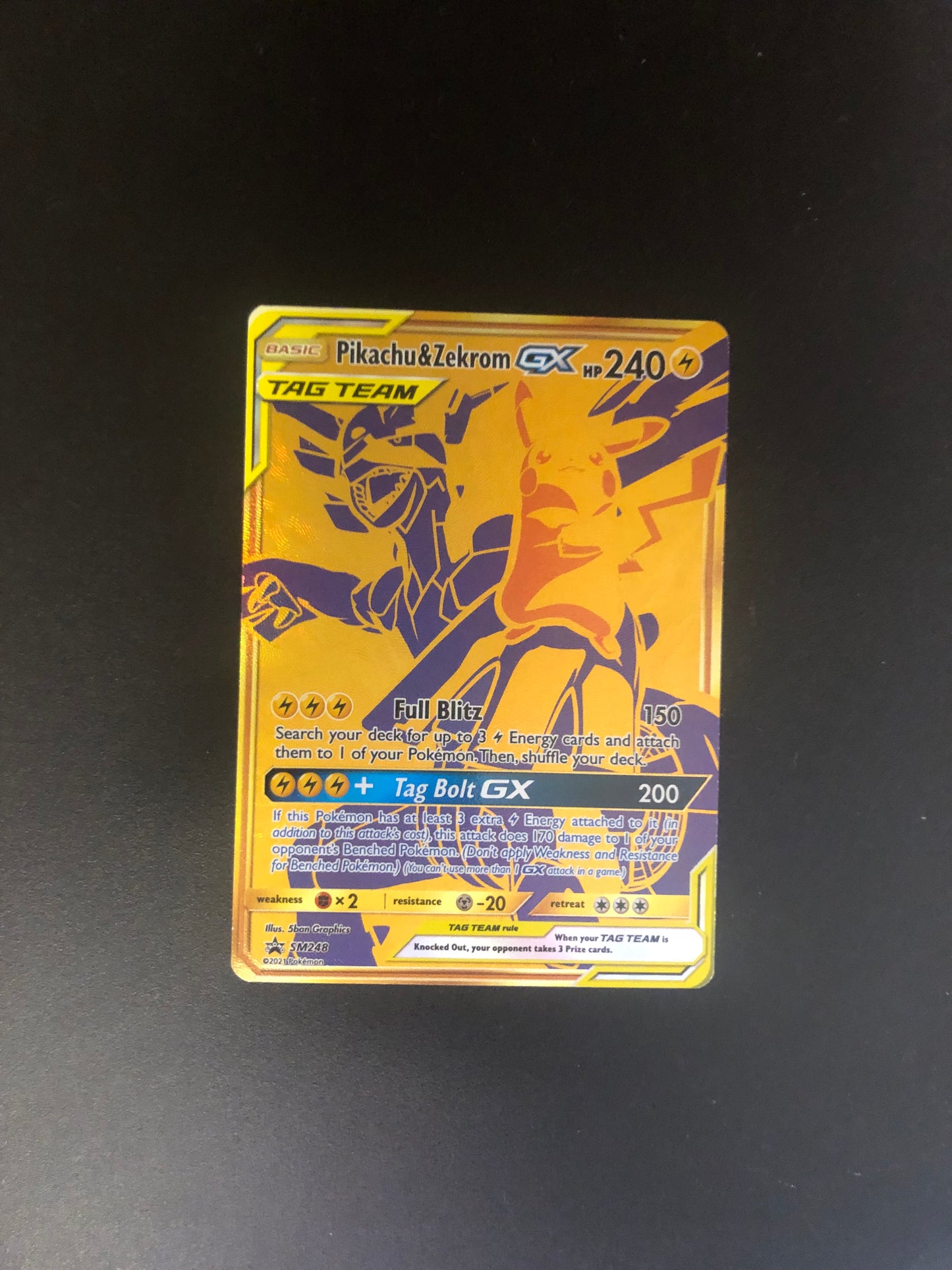 Pokemon Karte GX Tag Team Promo Pikachu&Zekrom SM248 Englisch