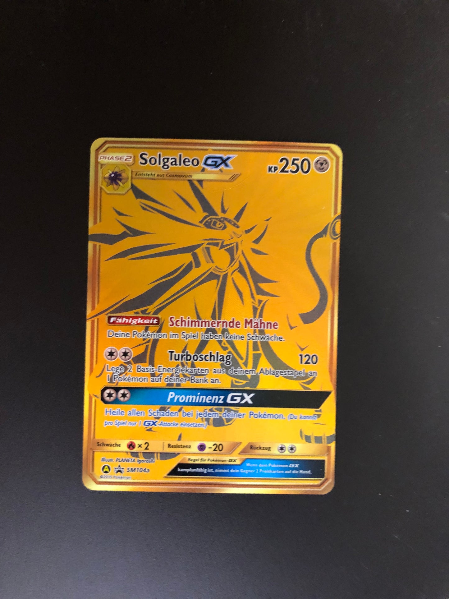 Pokemon Karte GX Gold Solgaleo SM104a Deutsch