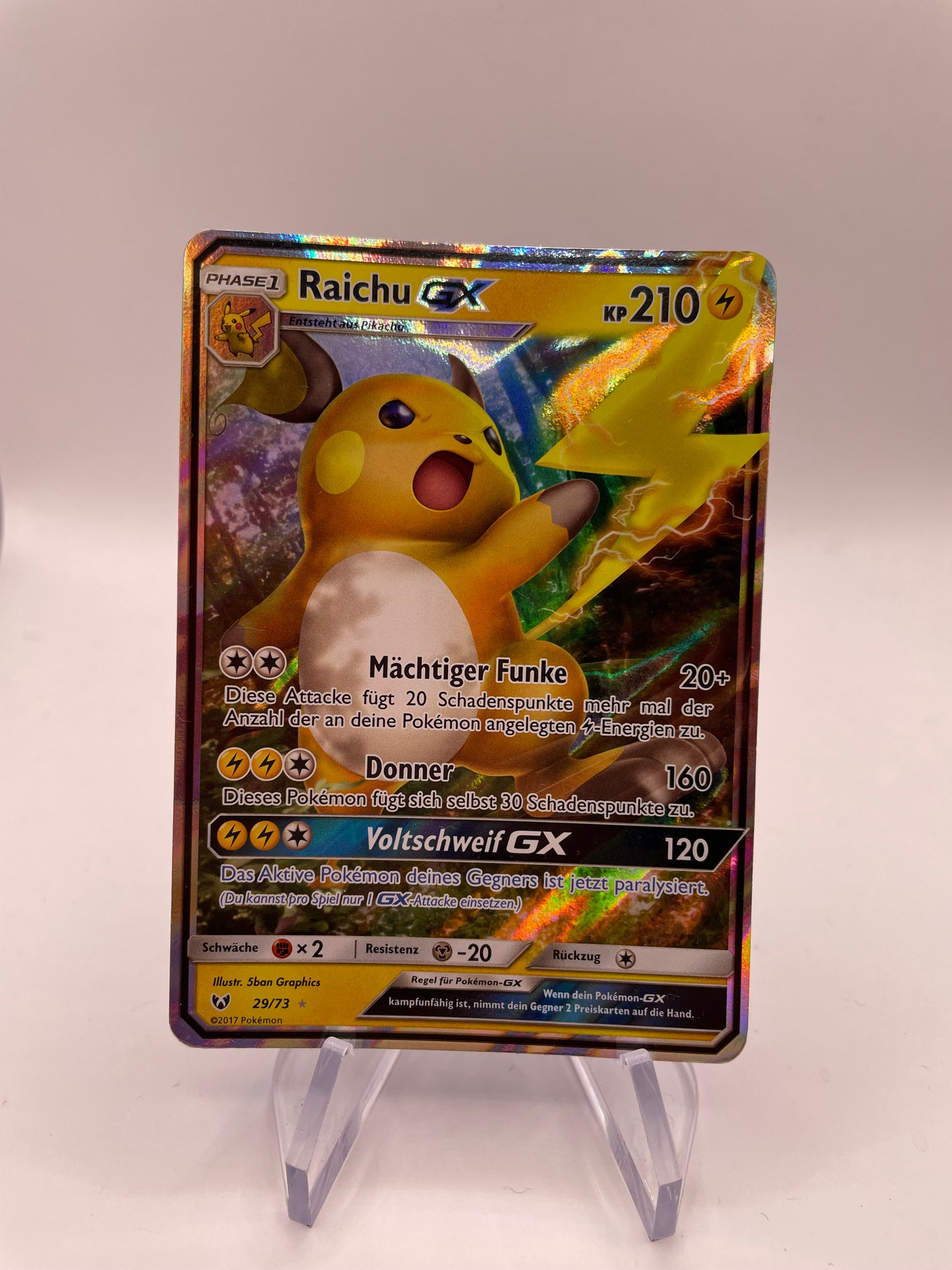 Pokemon Karte GX Raichu 29/73 Deutsch