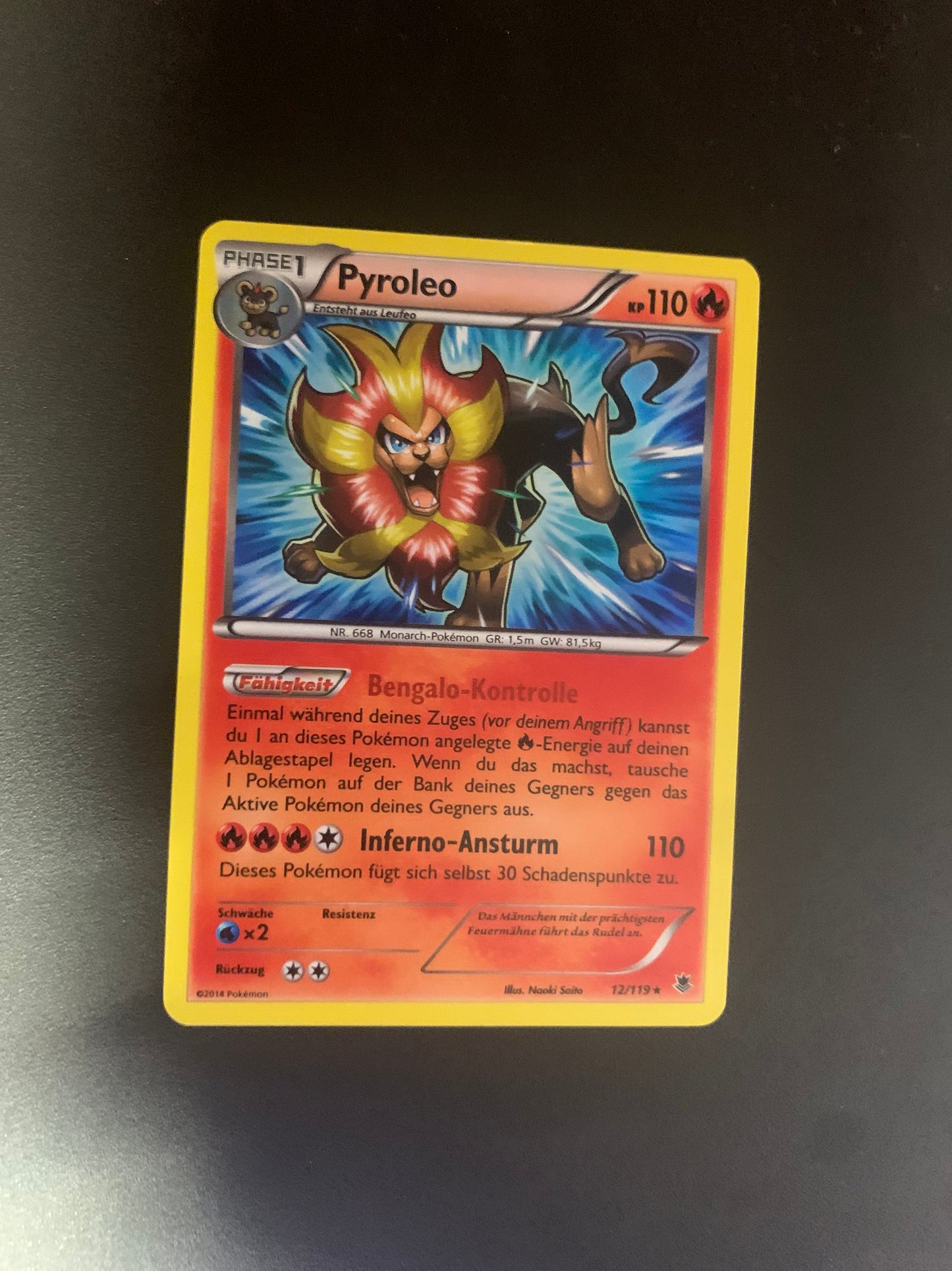 Pokemon Karte Holo Pyroleo 12/119 Deutsch