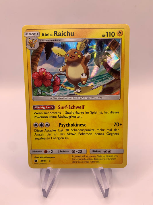 Pokemon Karte Holo Alola-Raichu 31/111 Deutsch