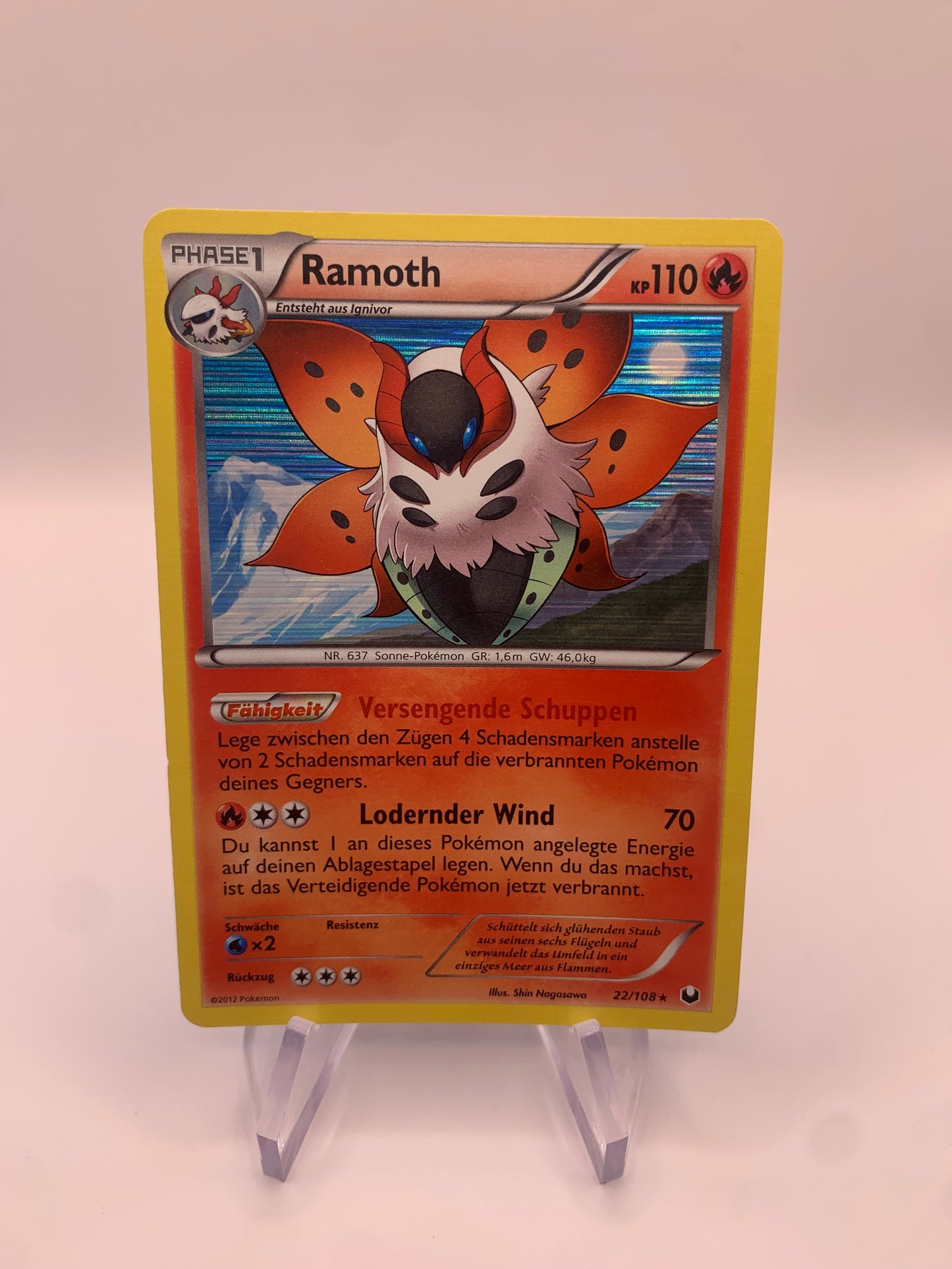 Pokemon Karte Holo Ramoth 22/108 Deutsch