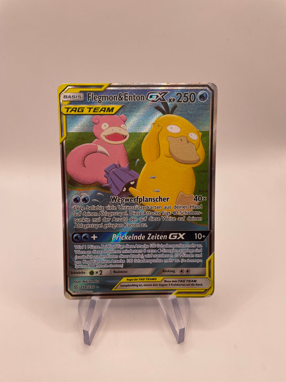 Pokemon Karte GX Tag Team Flegmon & Enton 218/236 Deutsch