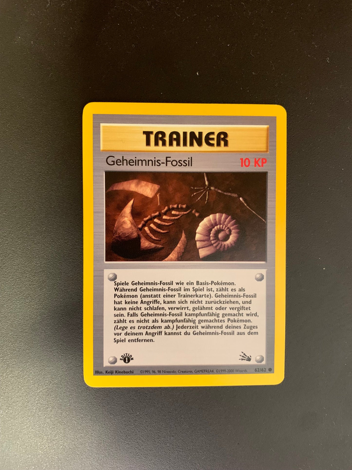 Pokemon Karte Fossil 1.Edition Trainer Geheimnis-Fossil 62/62 Deutsch