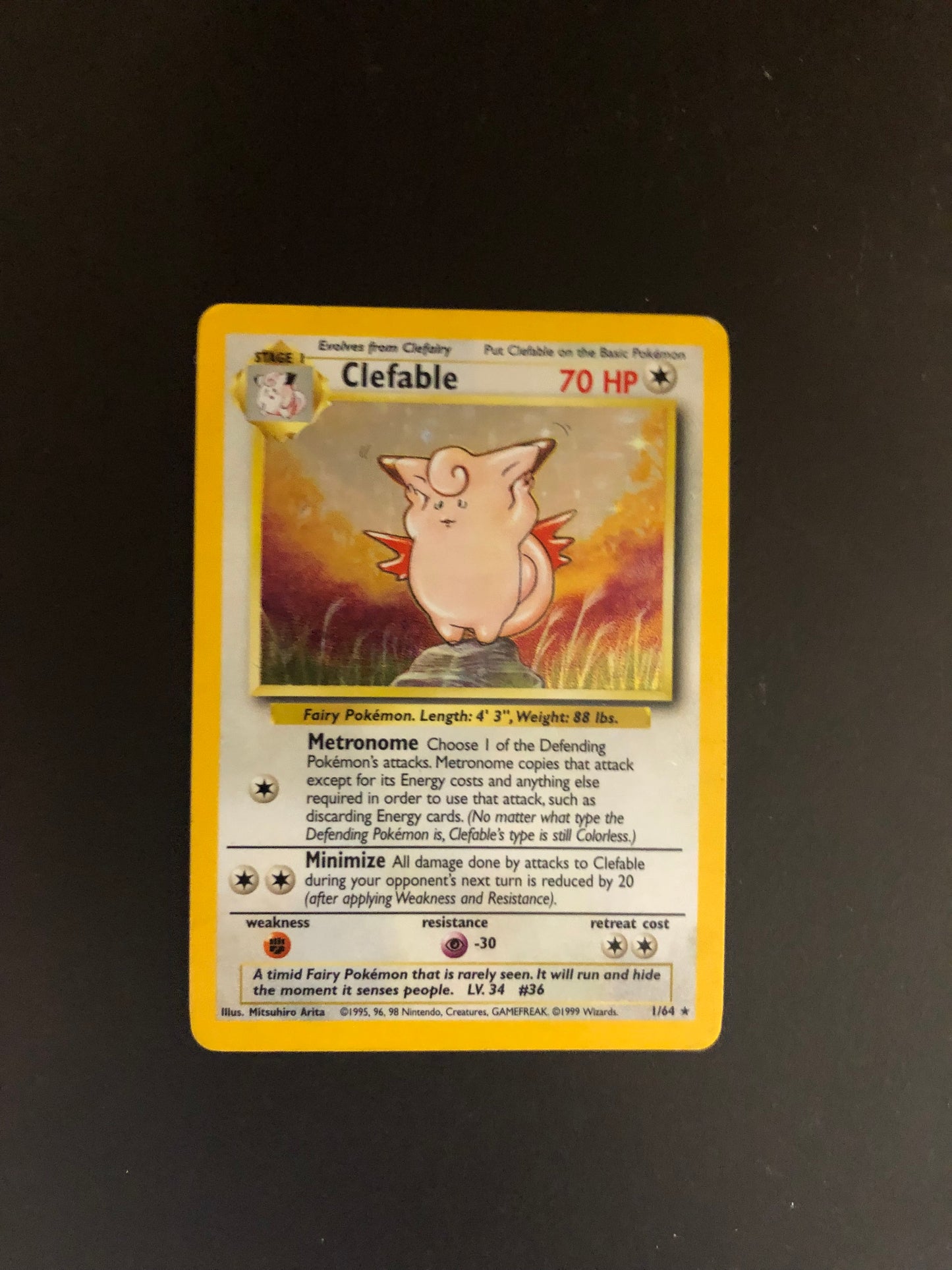 Pokemon Karte Holo Clefable 1/64 Englisch