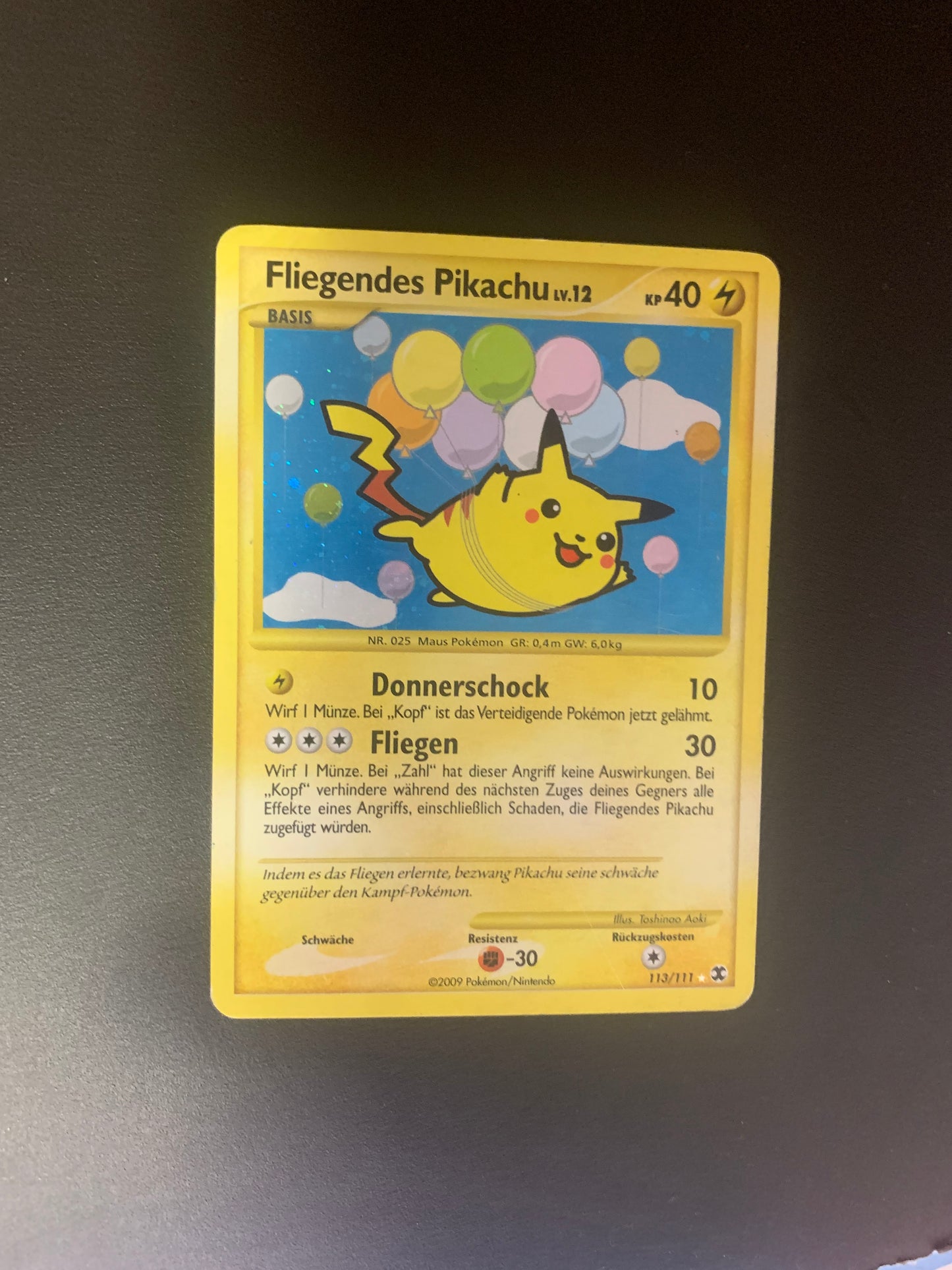 Pokemon Karte Holo Fliegendes Pikachu 113/111 Deutsch