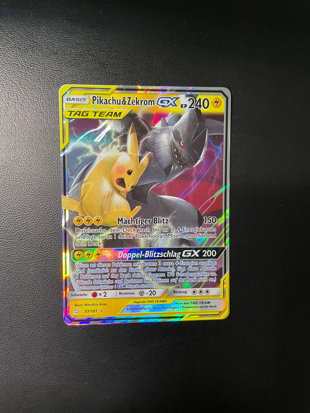 Pokemon Karte GX Tag Team Pikachu & Zekrom 33/181 Deutsch